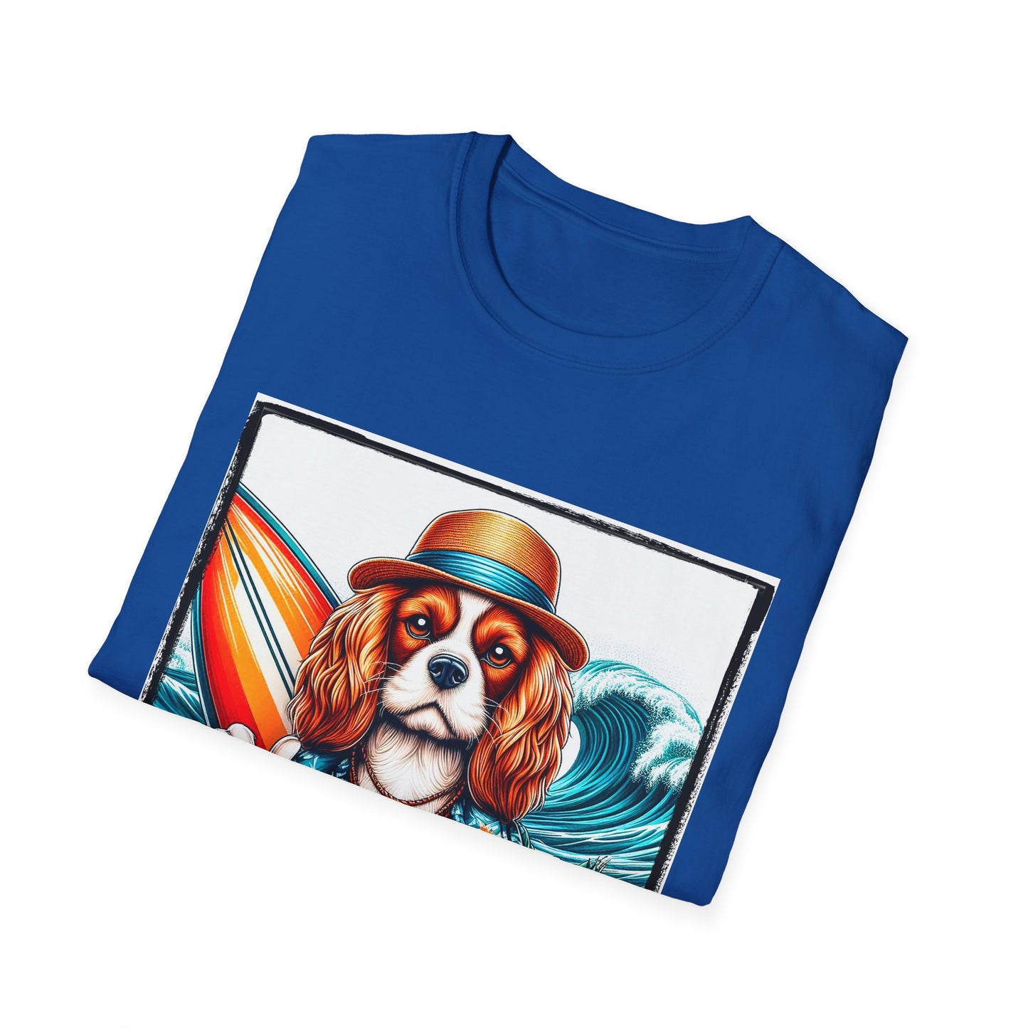 Cavalier King Charles Spaniel Hang Ten Surfer Dog TShirt T-Shirt Printify
