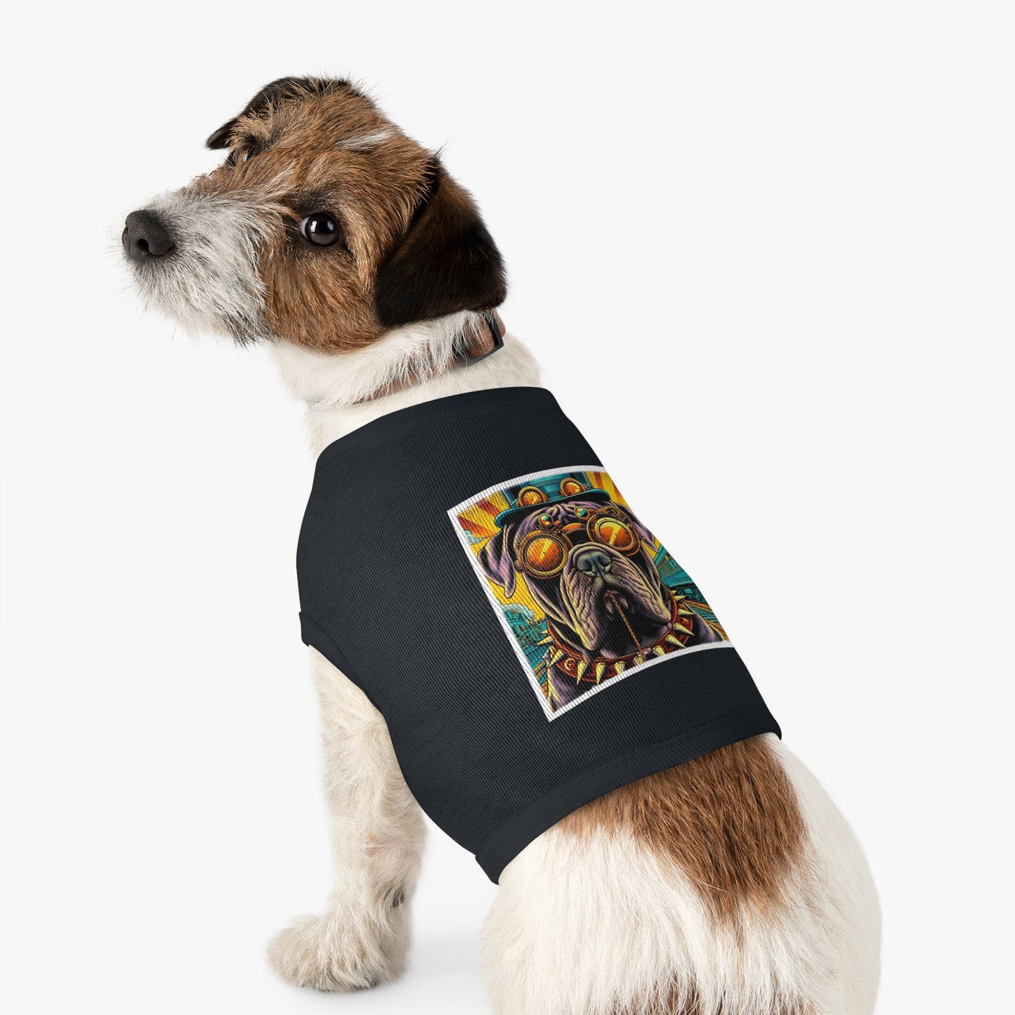 Pet Tank Top Cane Corso Spiked Collar Steampunk Dog Pets Printify