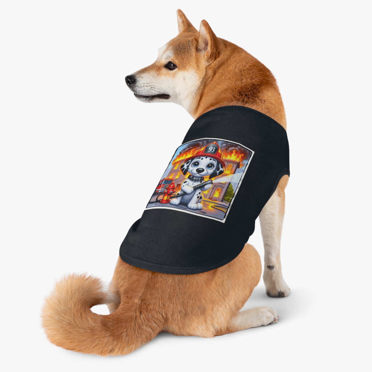 Pet Tank Top Dalmatian small fireman t shirt Pets Printify