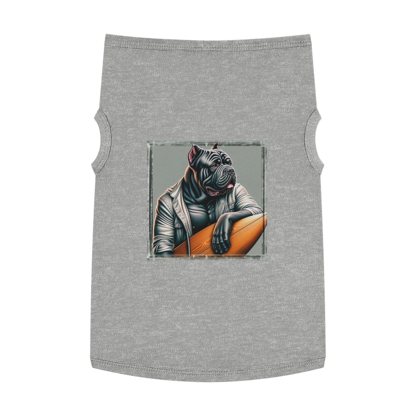 Pet Tank Top Cane Corso In Leather Jacket Surfer Pets Printify XL Heather