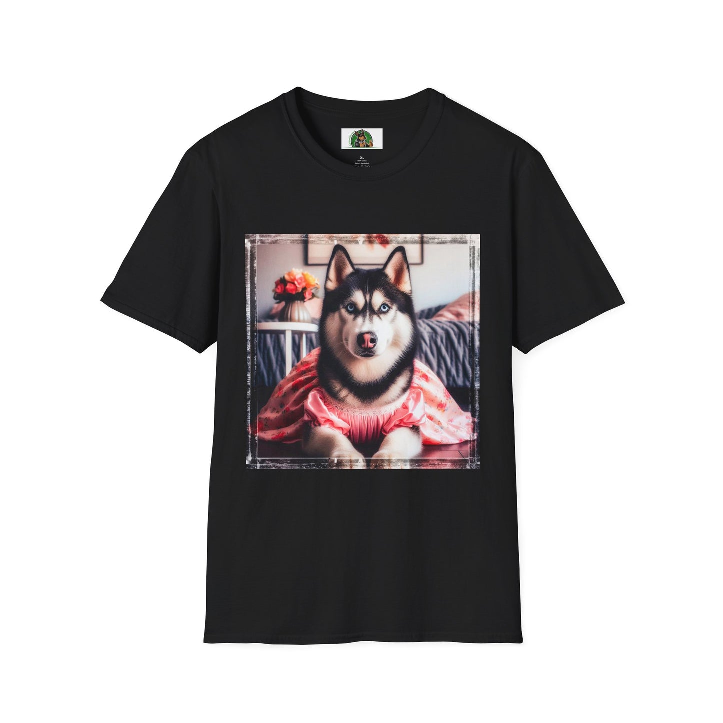 Husky pretty pink dress shirt T-Shirt Printify XS Black