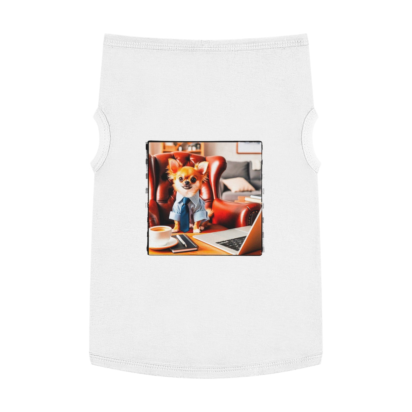 Pet Tank Top Chihuahua suit and tie t shirt Pets Printify XL White