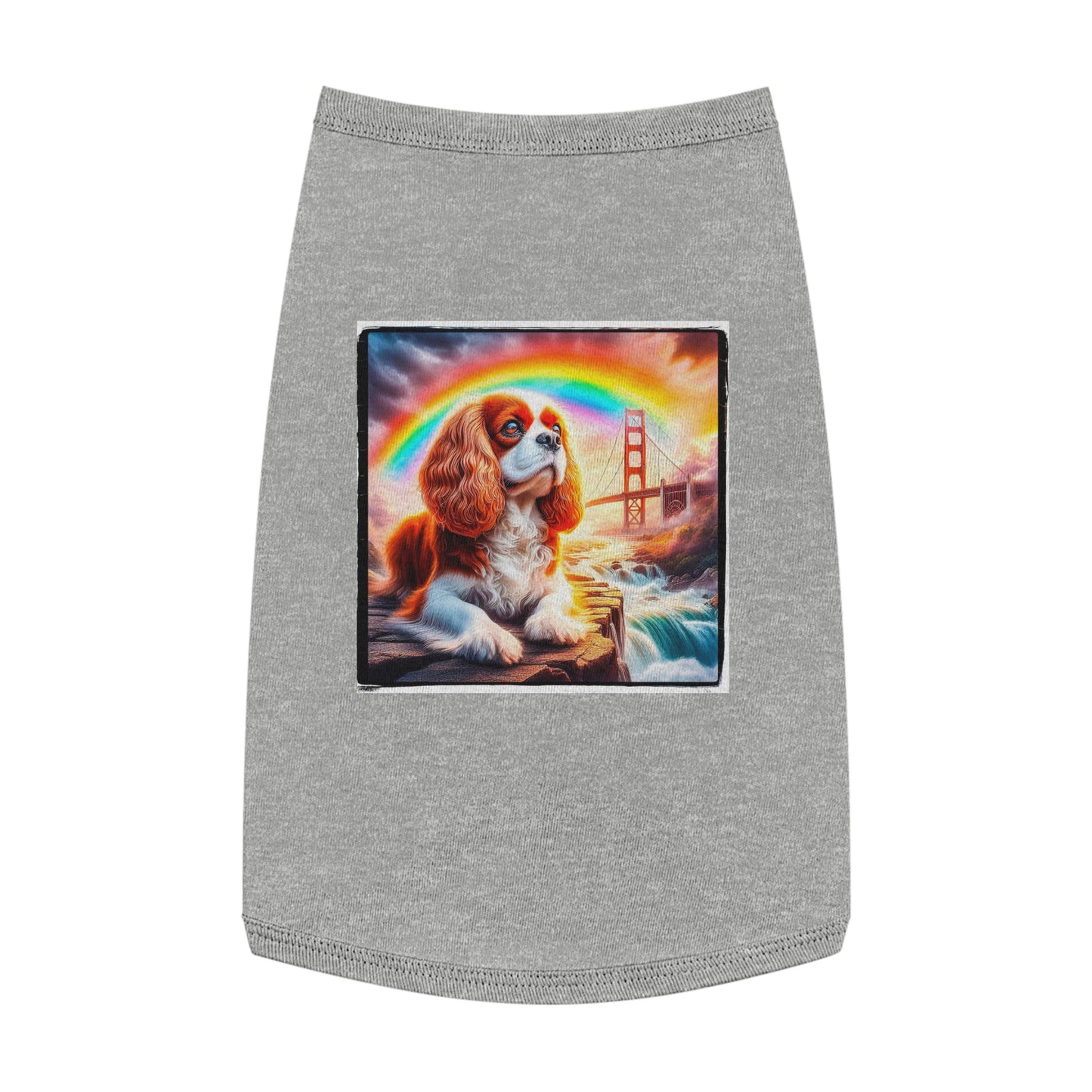 Pet Tank Top Cavalier King Charles Spaniel Rainbow bridge T Shirt Pets Printify L Heather