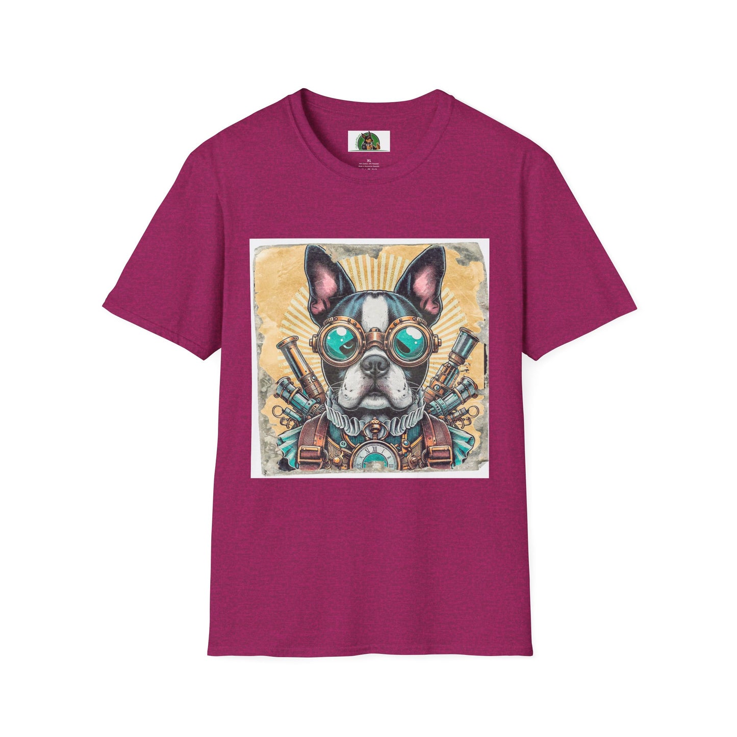 Boston Terrier Steampunk Dog Shirt T-Shirt Printify S Antique Heliconia