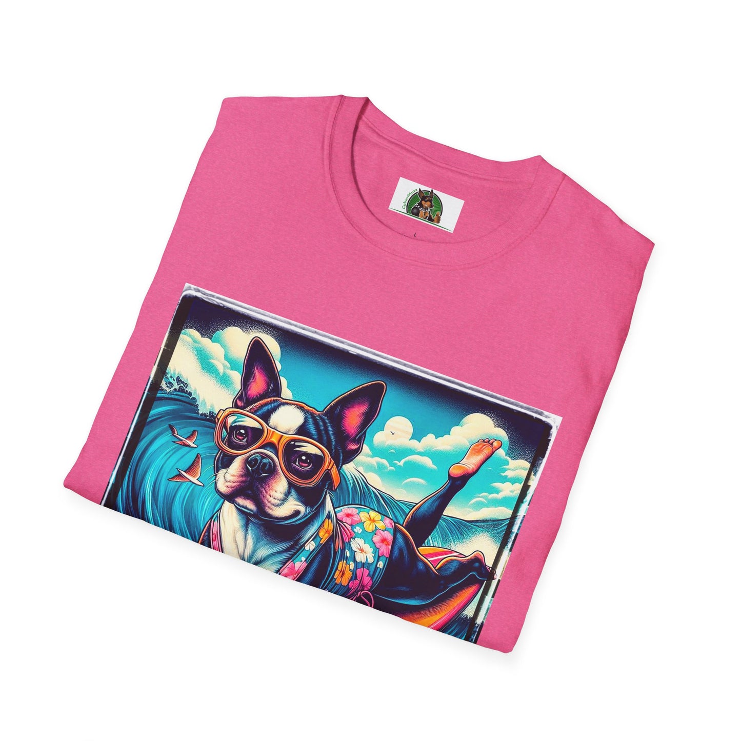 Boston Terrier Surfer Girl Shirt T-Shirt Printify