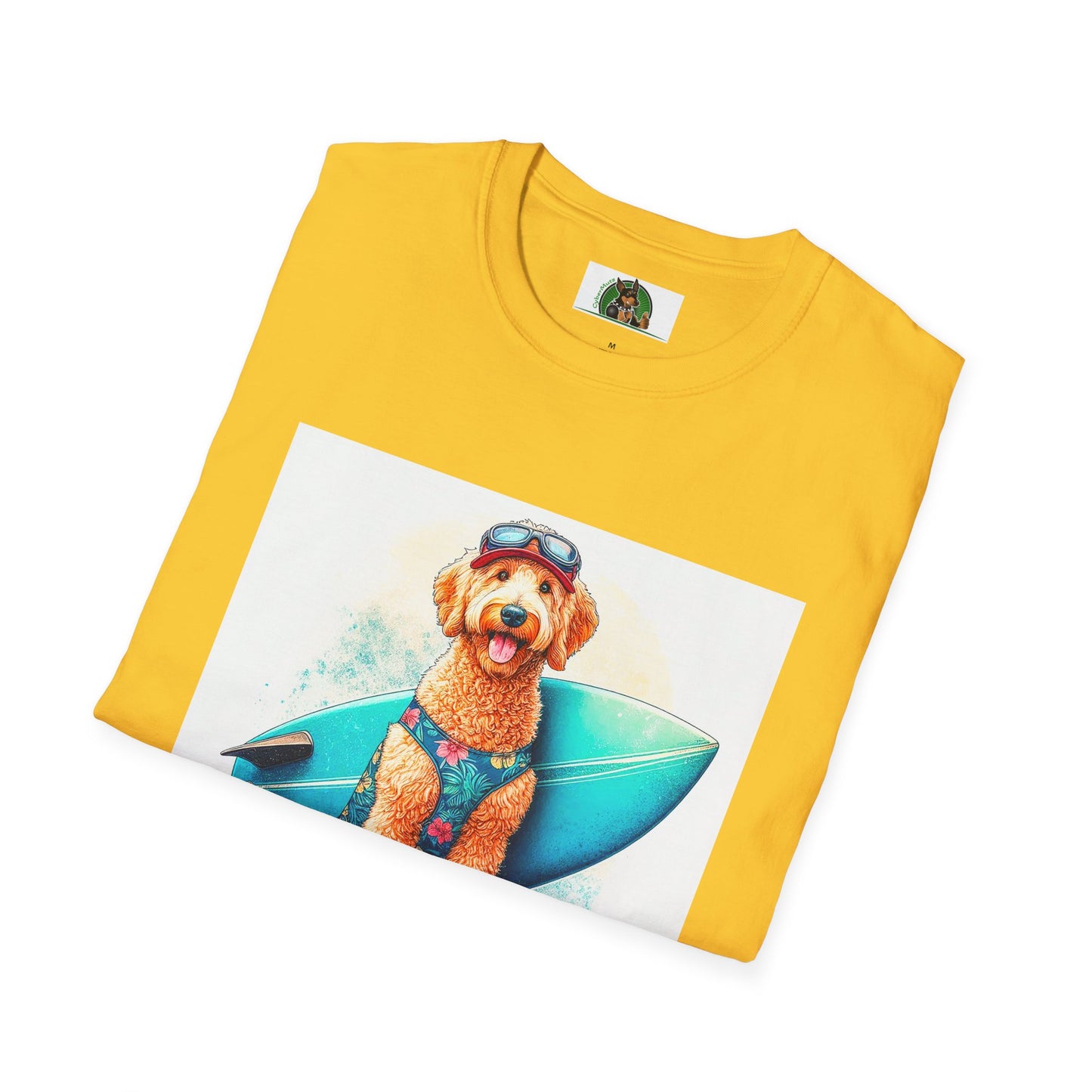 Golden Doodle surfer dude t shirt