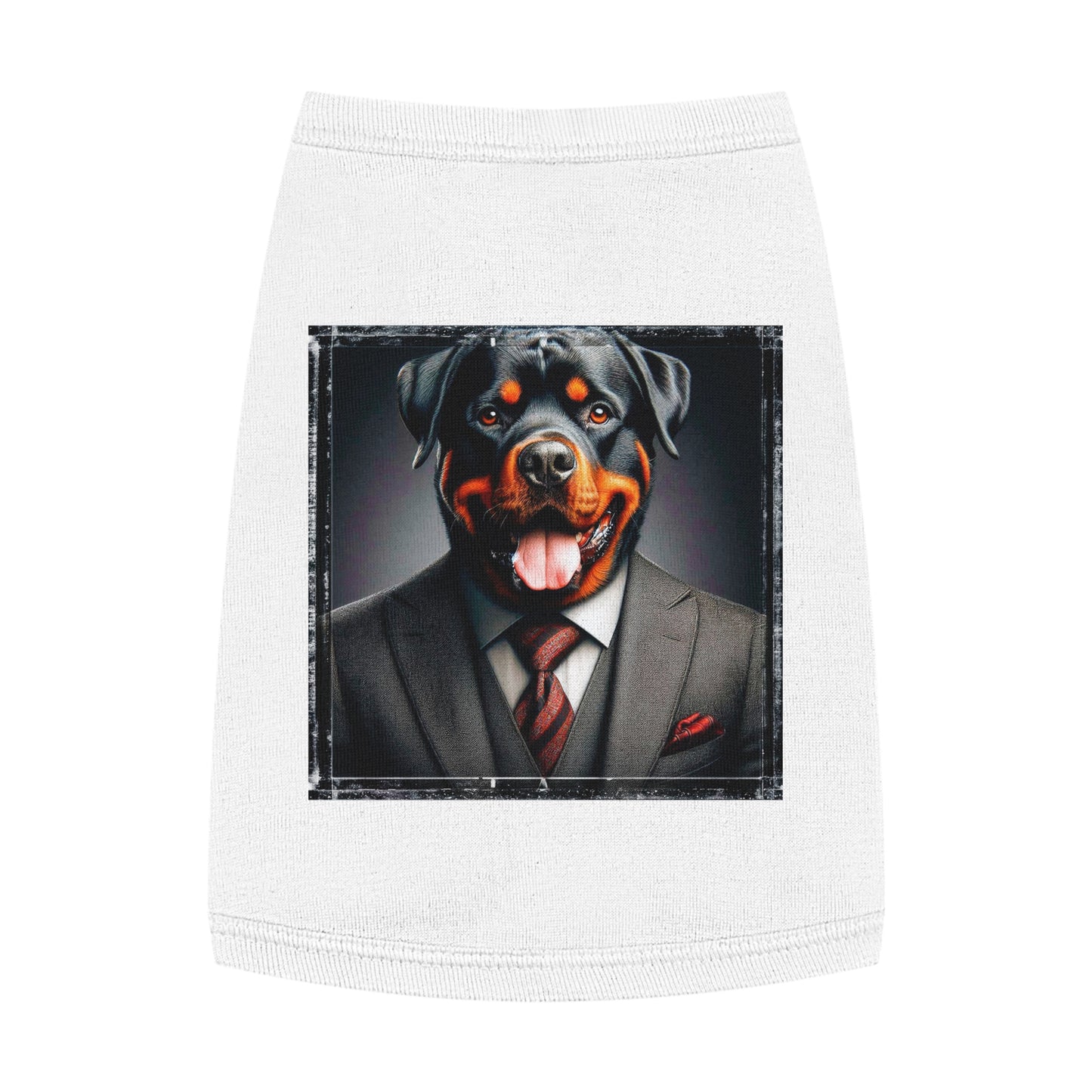 Pet Tank Top Rottie business man Pets Printify M White