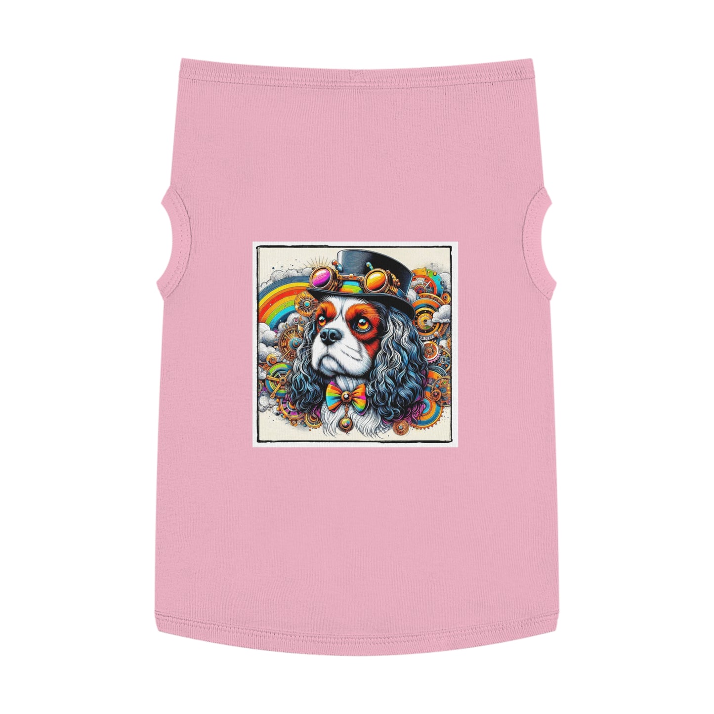Pet Tank Top Cavalier King Charles Spaniel SteamPunk Colorful T Shirt Pets Printify XL Pink
