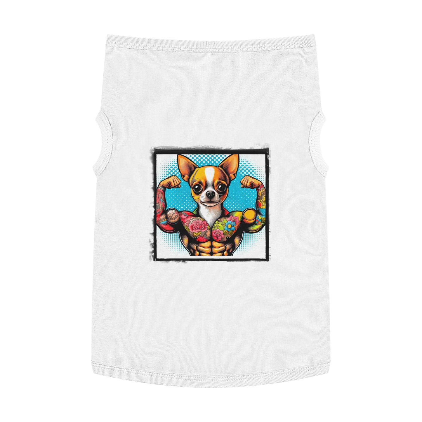 Pet Tank Top Chihuahua flexing t shirt Pets Printify XL White