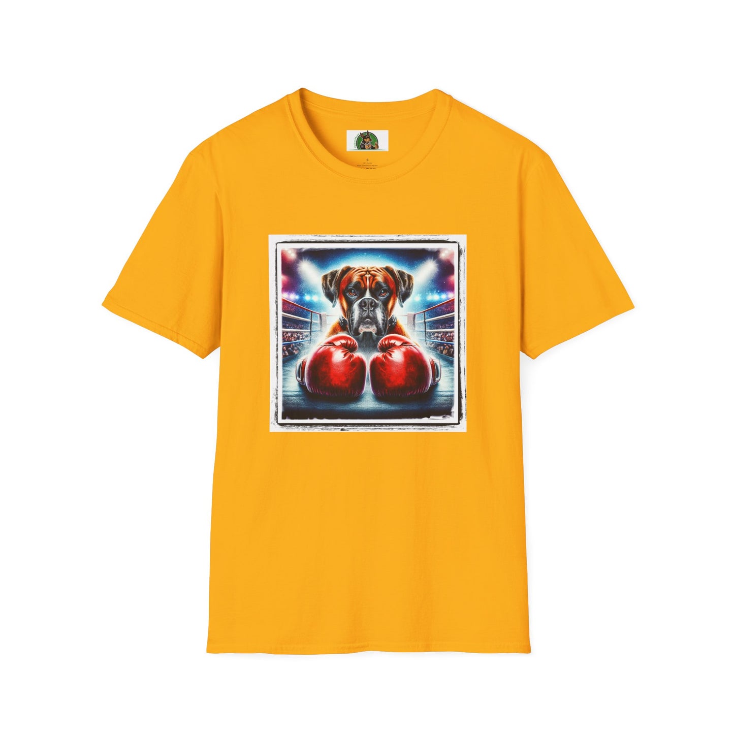 Boxer Dog With Boxing Gloves Shirt T-Shirt Printify S Gold