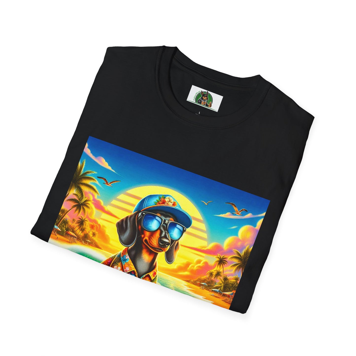 Dachshund crashing waves t shirt T-Shirt Printify