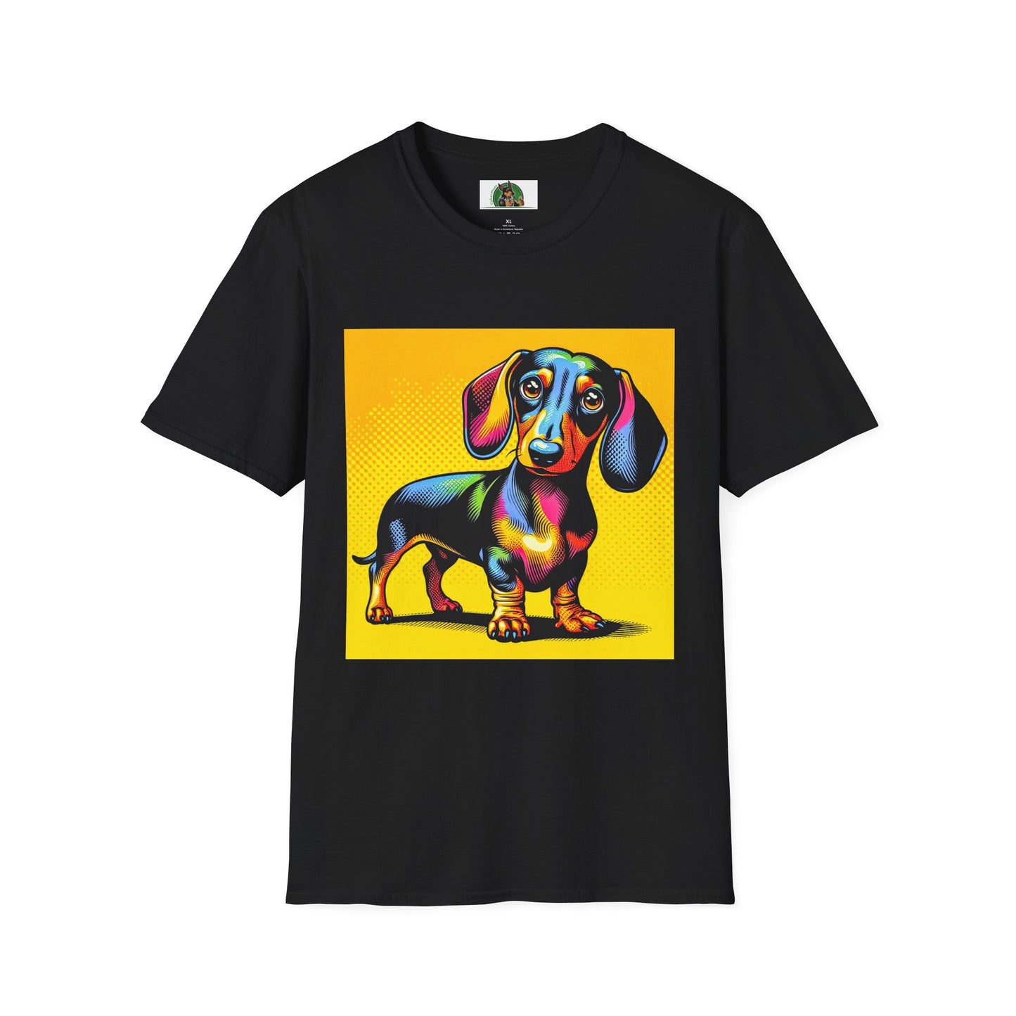 Dachshund colorful puppy t shirt T-Shirt Printify Black S