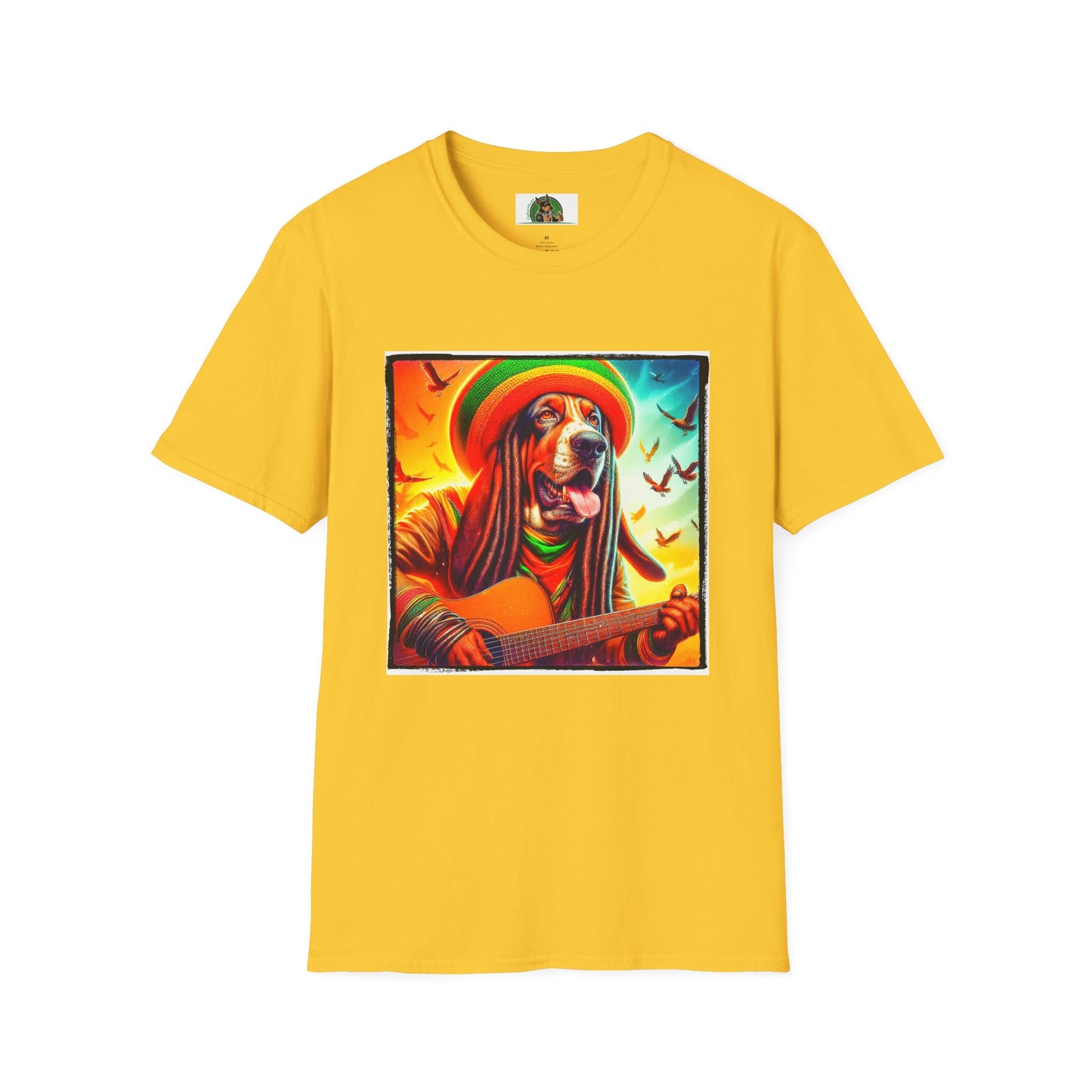 Basset Hound Playing Guitar T-Shirt Printify S Daisy