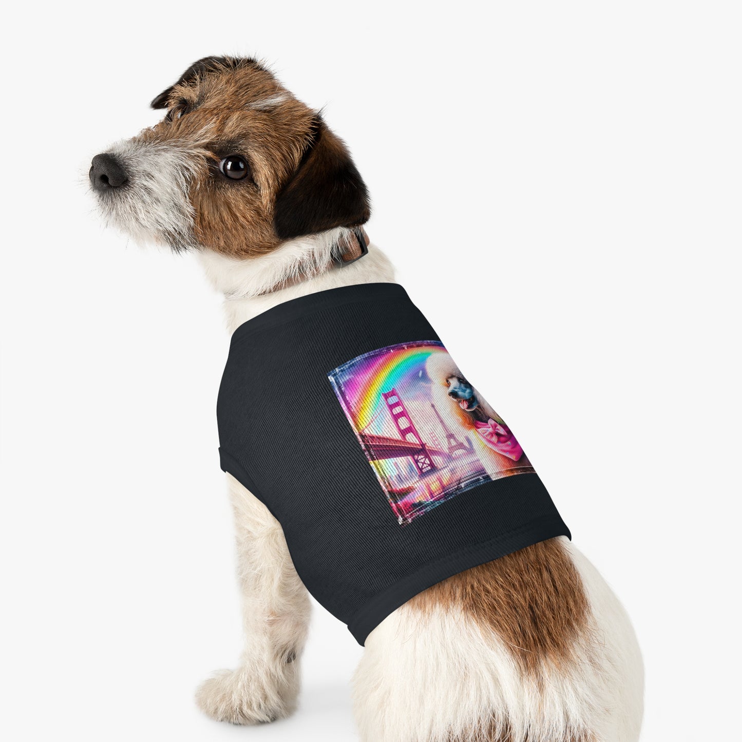 Pet Tank Top Poodle pink bridge shirt Pets Printify