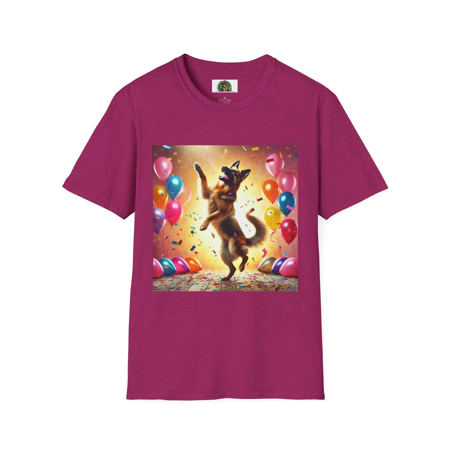 German Shepherd T-Shirt - Dancing Dog Design T-Shirt Printify S Antique Heliconia