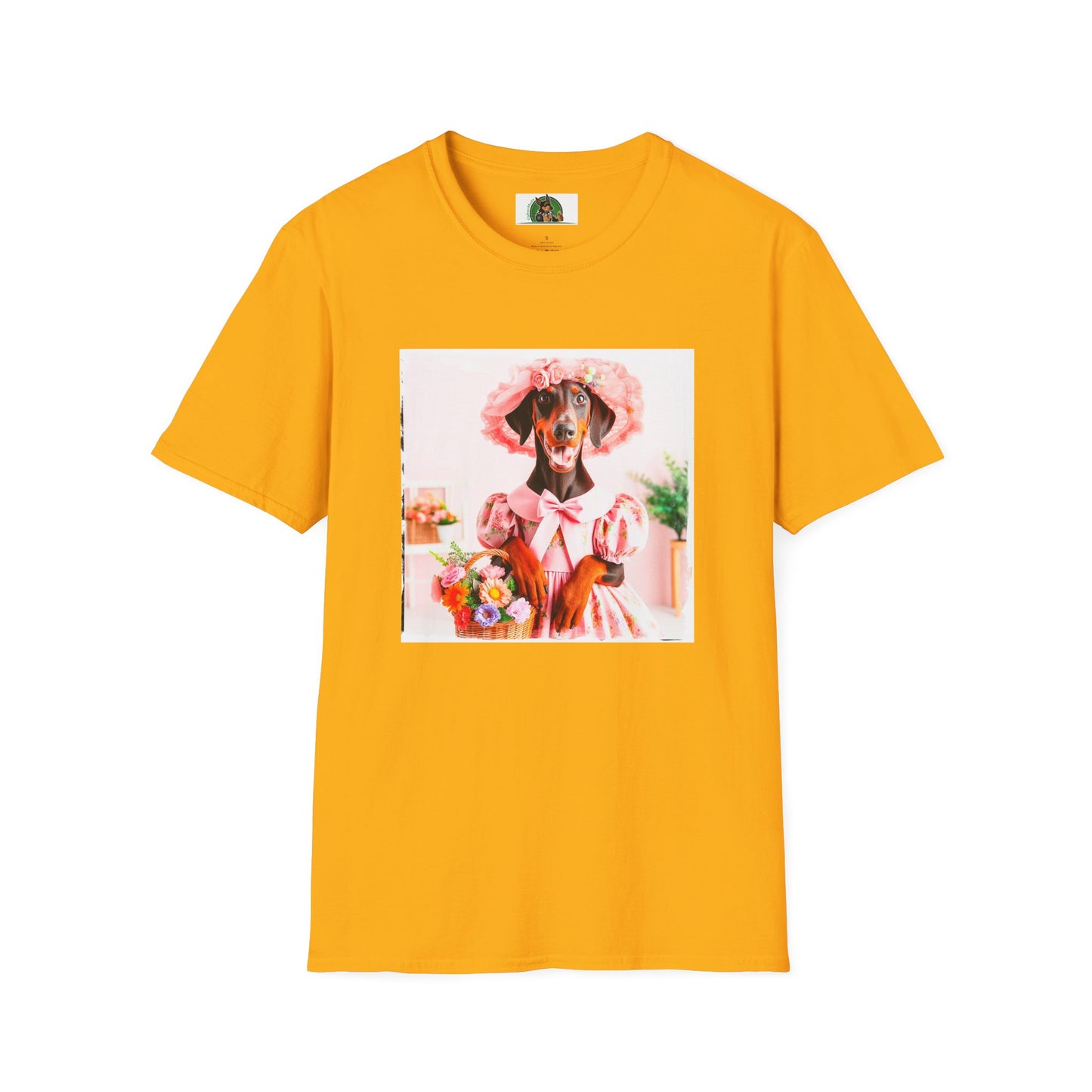 Doberman easter t shirt T-Shirt Printify S Gold