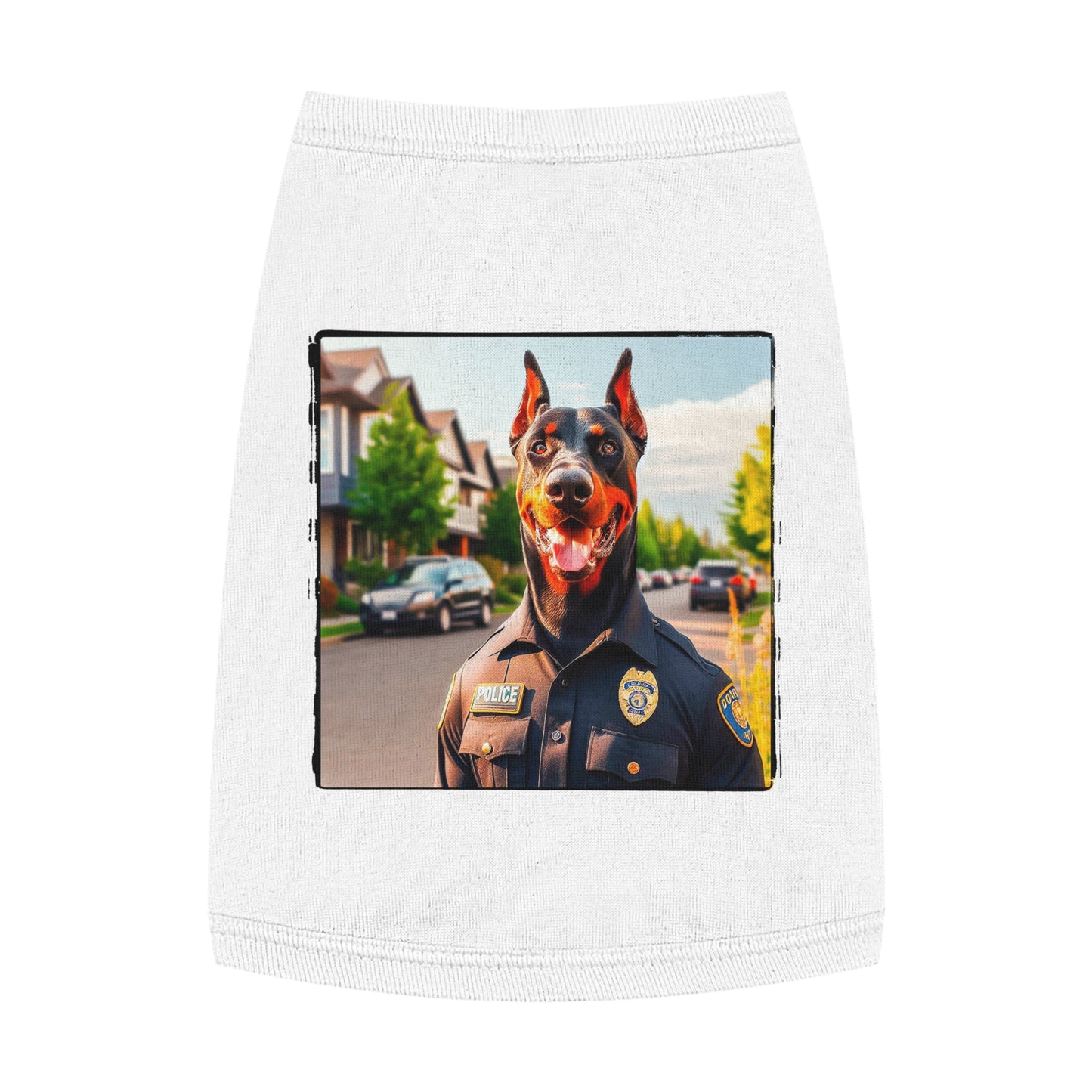 Pet Tank Top Doberman neighborhood police watch t shirt Pets Printify