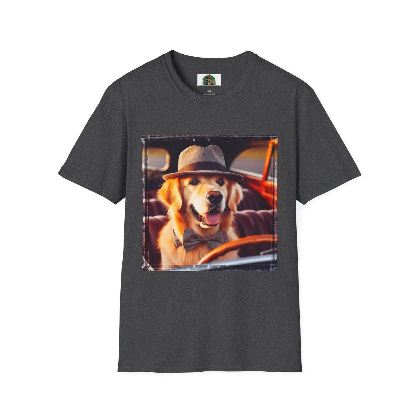 Golden Retriever driving fun shirt T-Shirt Printify XS Dark Heather