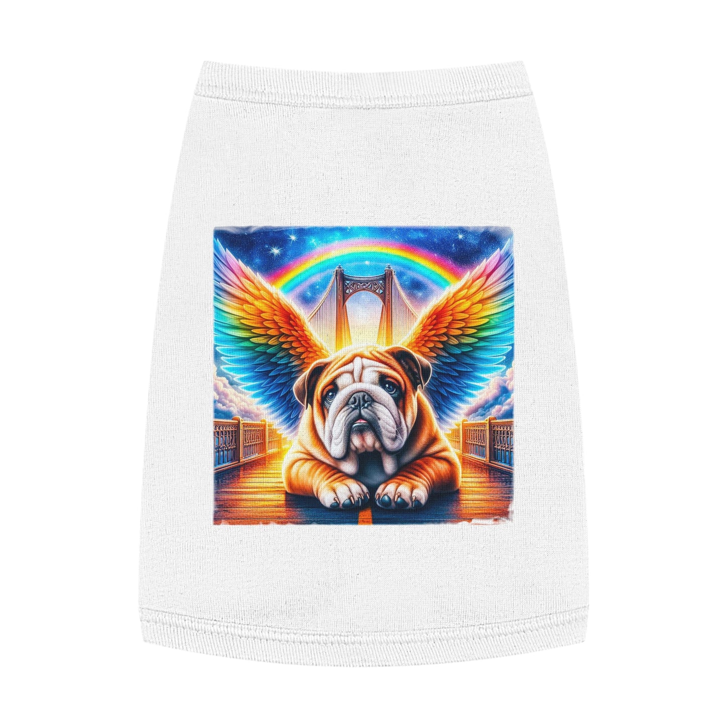 Pet Tank Top Bulldog rainbow bridge t shirt Pets Printify