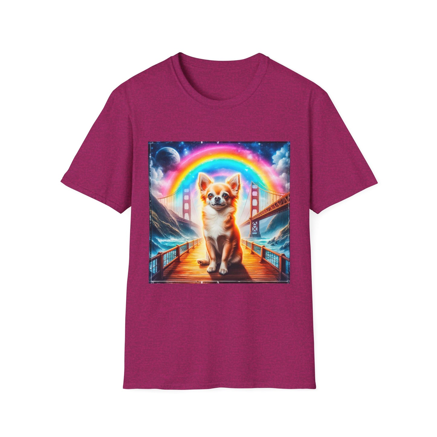 Chihuahua rainbow bridge t shirt T-Shirt Printify S Antique Heliconia