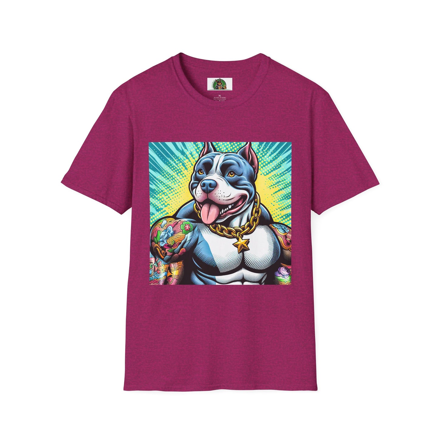Pit Bull big muscles shirt T-Shirt Printify S Antique Heliconia
