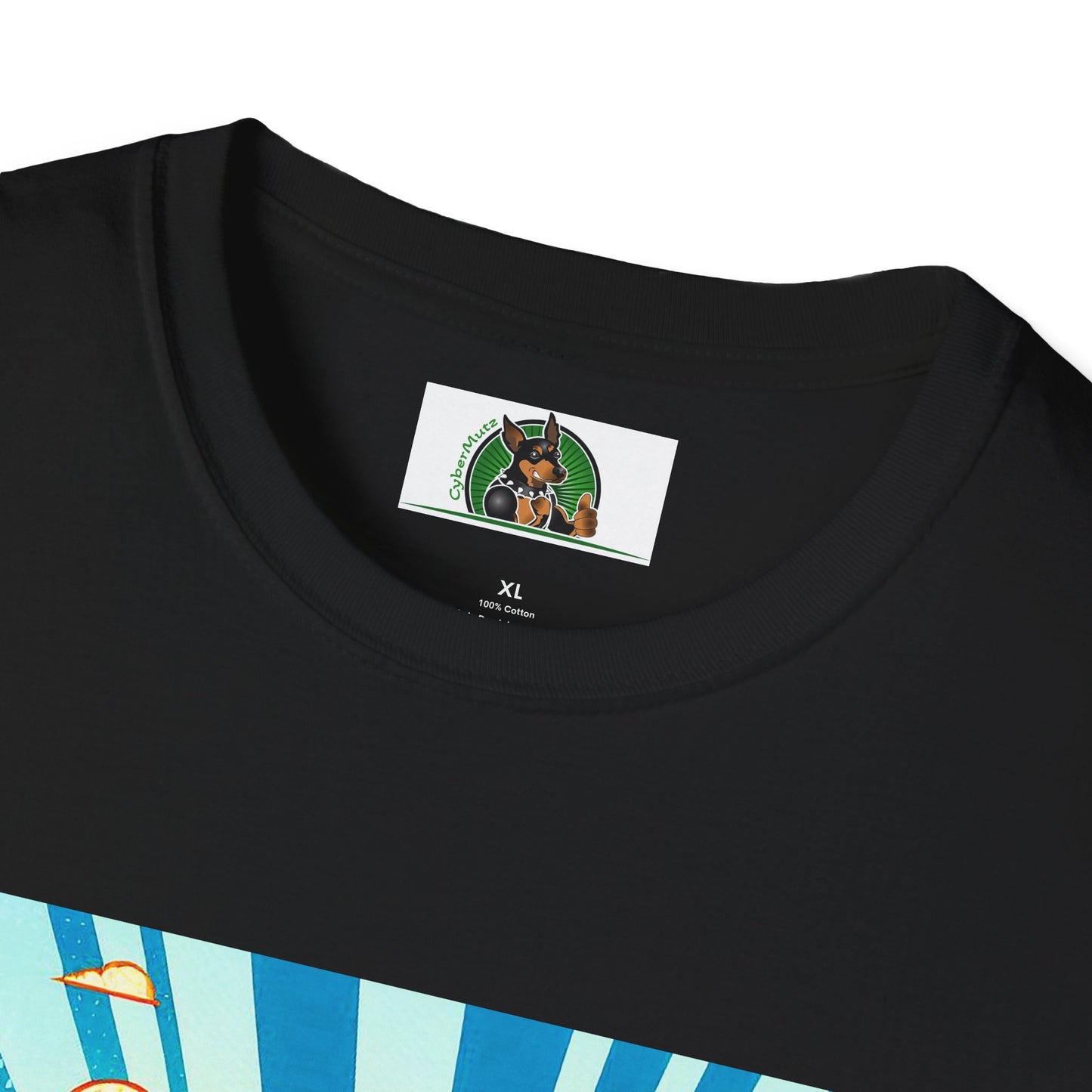 Dachshund flying superhero t shirt T-Shirt Printify