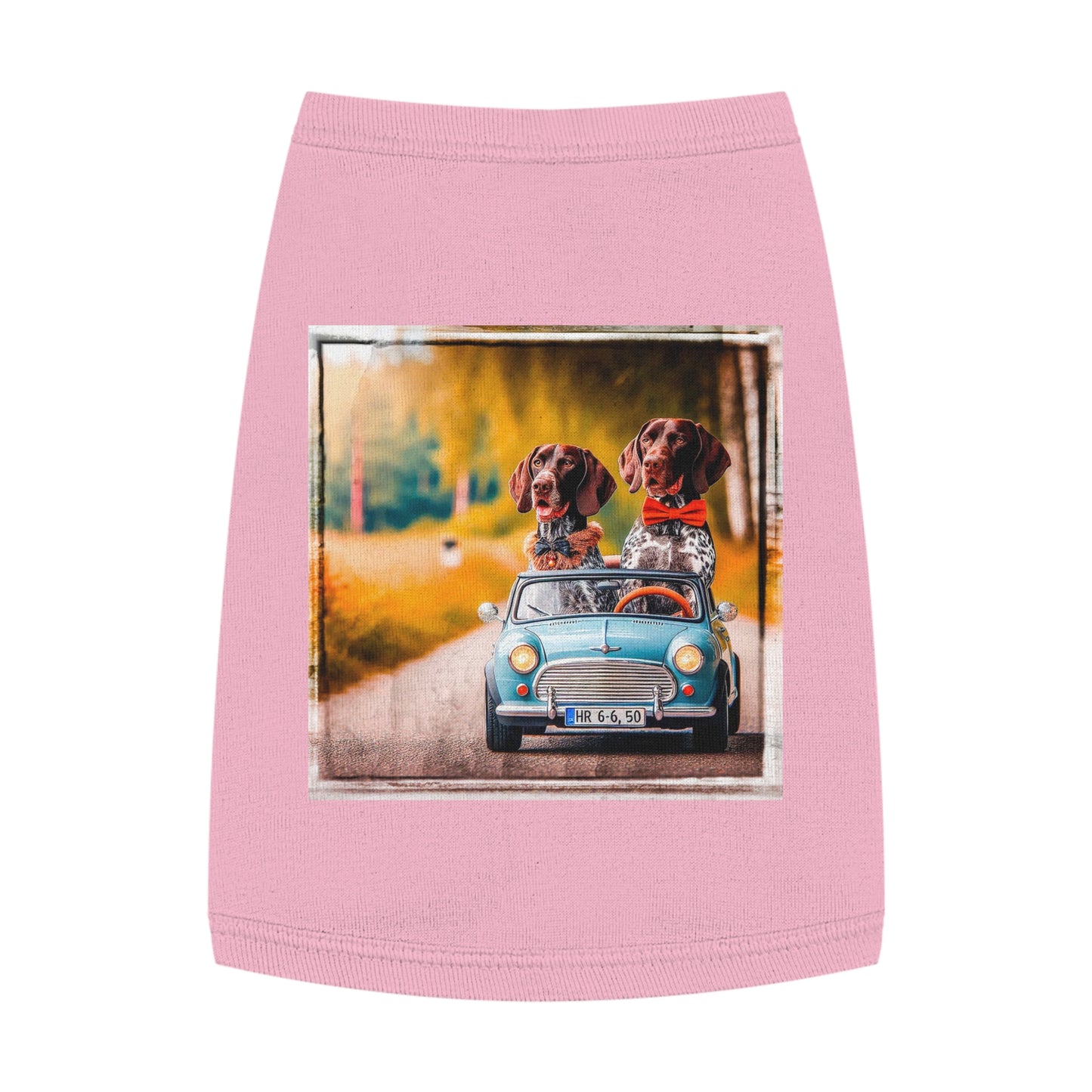 Wacky Pet Tank Top German Shorthaired Pointer tiny car driving t shirt Pets Printify M Pink