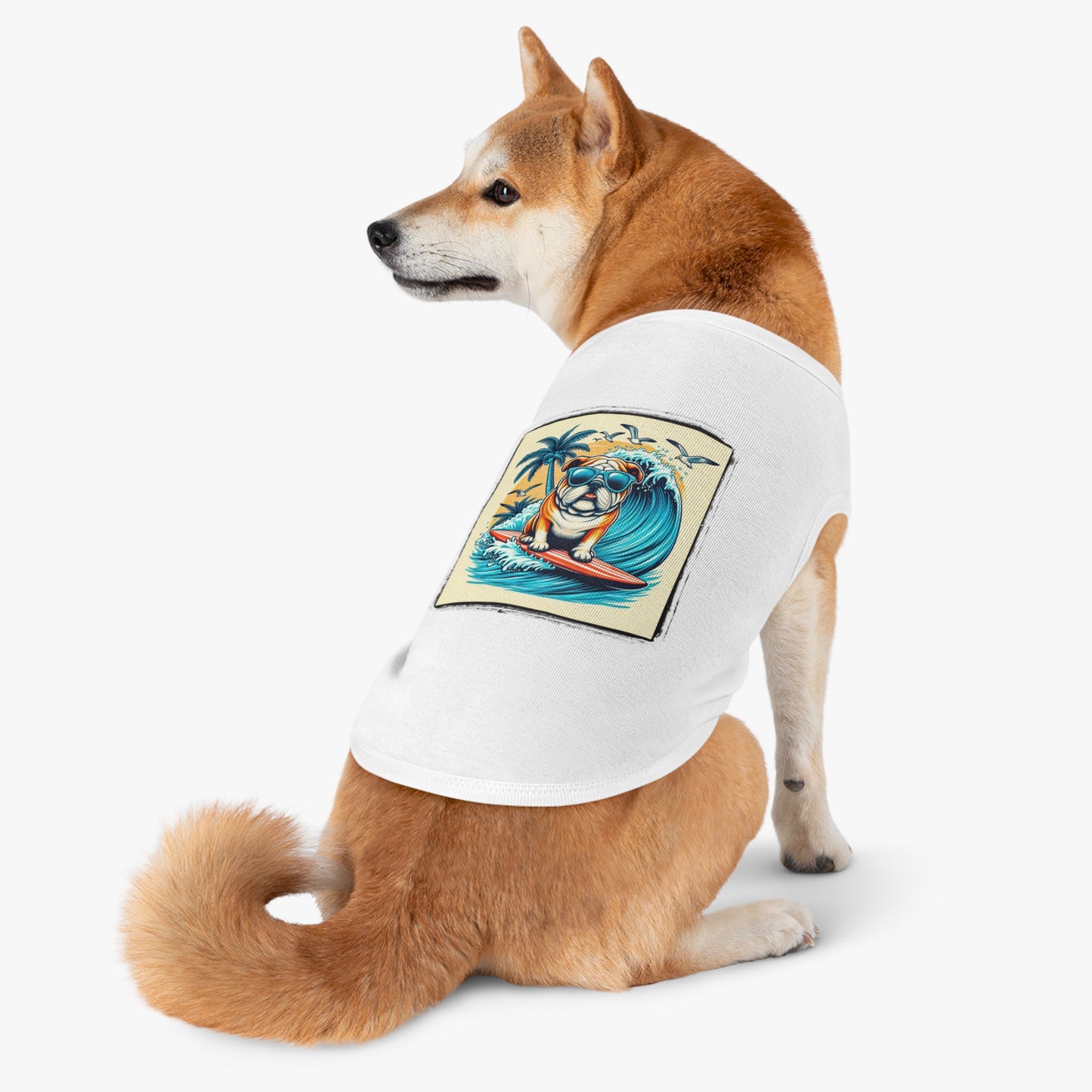 Pet Tank Top Bulldog Hawaiian surf t shirt
