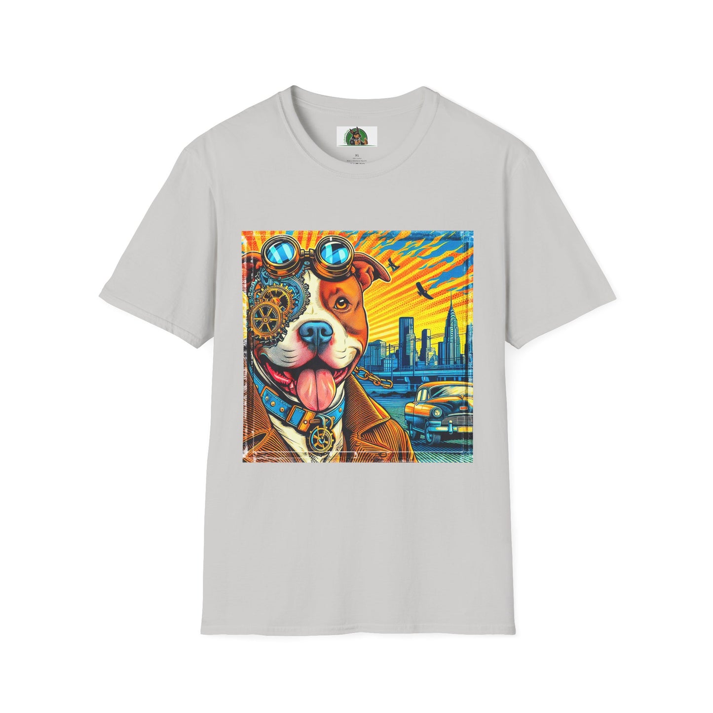 Pit Bull colorful steam punk shirt T-Shirt Printify S Ice Grey
