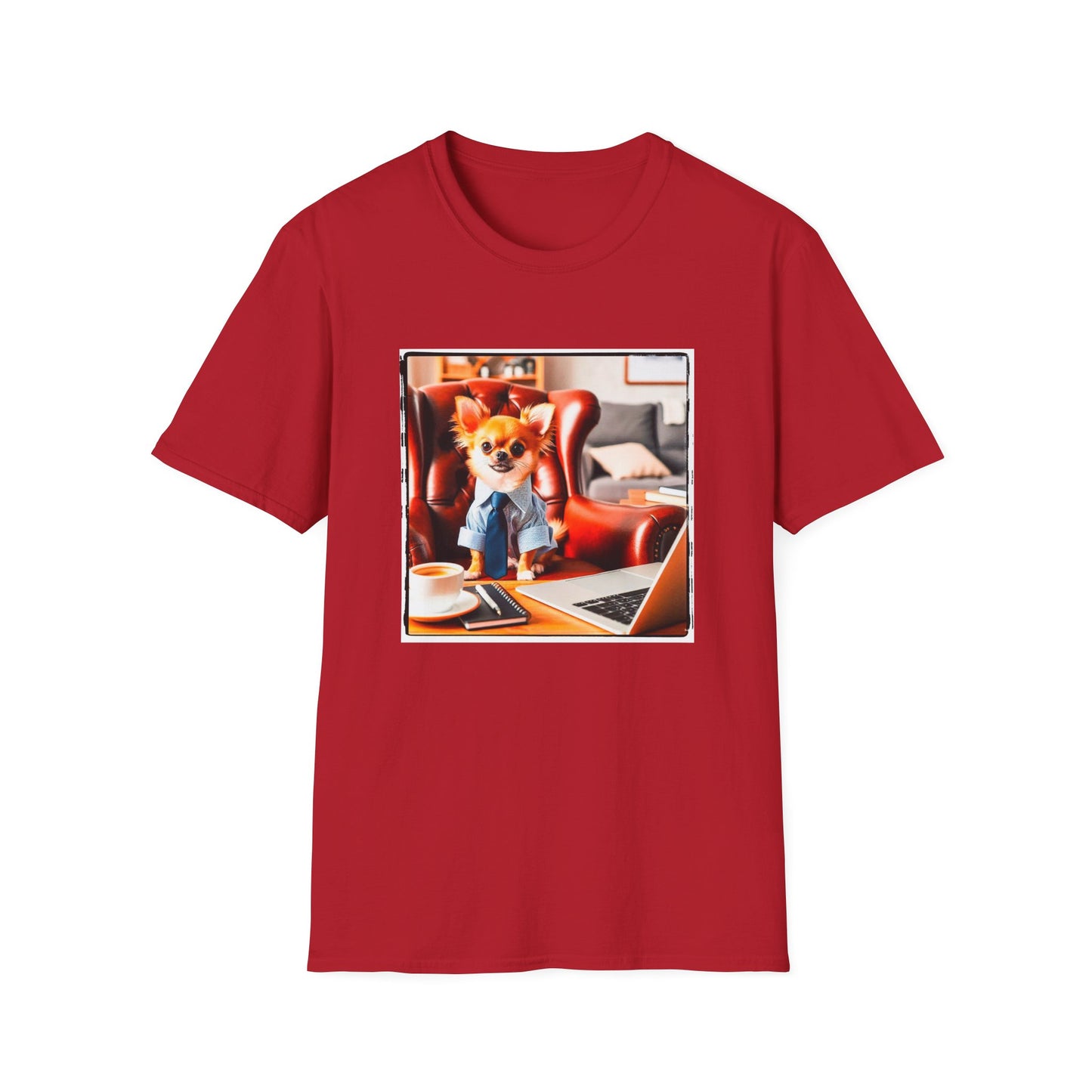 Chihuahua working man t shirt T-Shirt Printify S Cherry Red