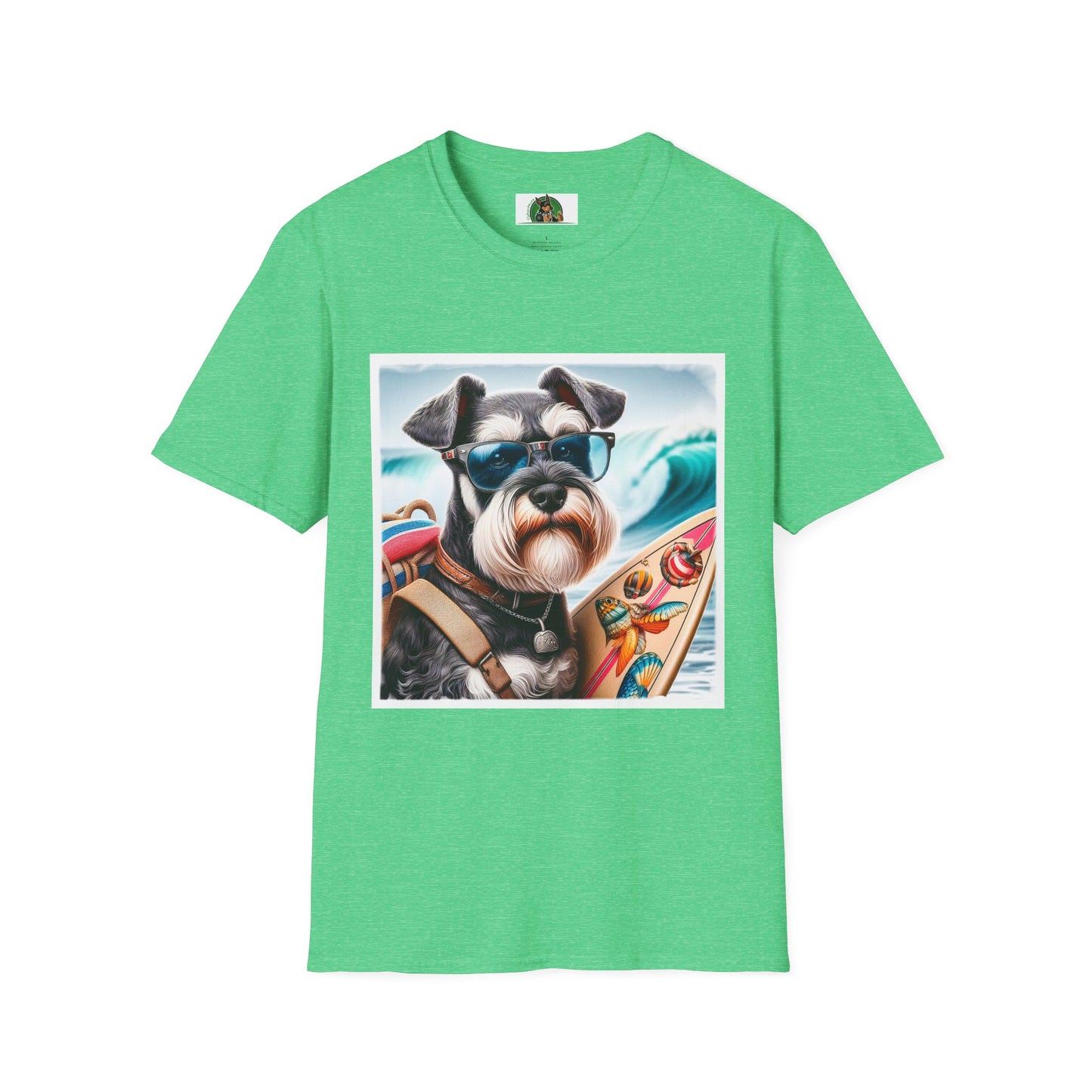 Miniature Schnauzer surfer dude shirt T-Shirt Printify S Heather Irish Green