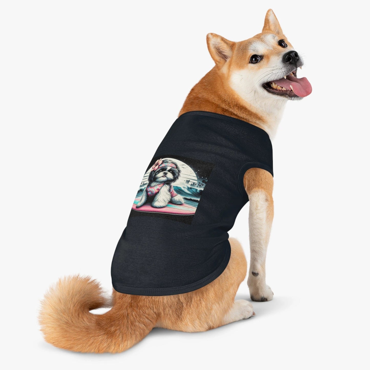 Pet Tank Top Shih Tzu surfer puppy by Printify