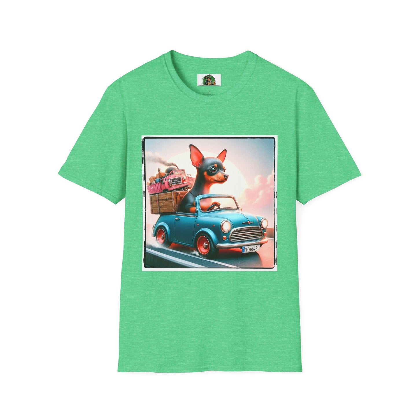 Min Pin T-Shirt tiny baby driver T-Shirt Printify S Heather Irish Green