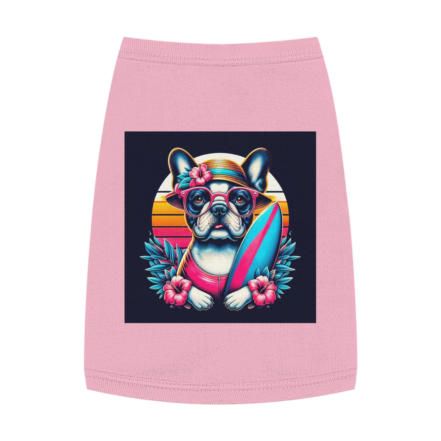 Pet Tank Top French Bulldog pretty flowers t shirt Pets Printify M Pink