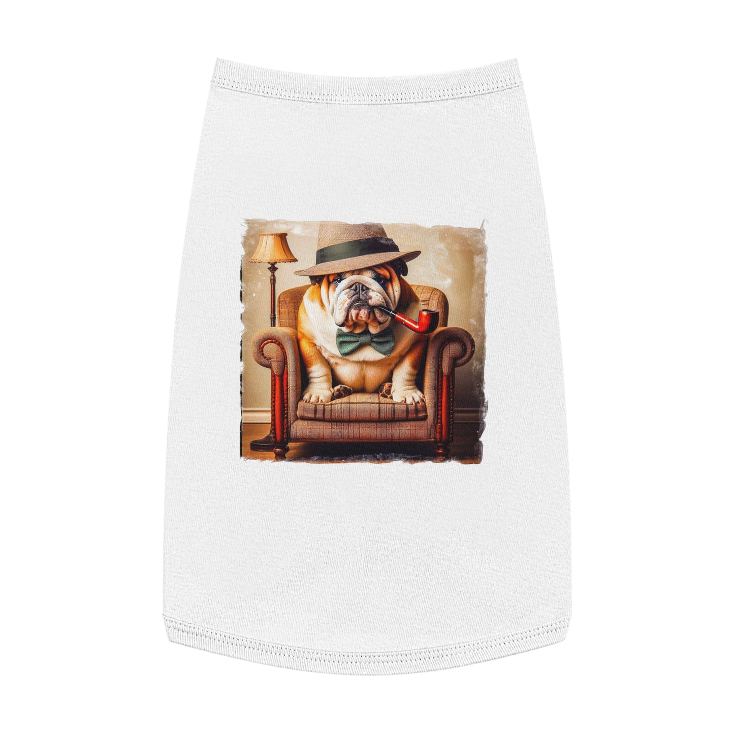 Pet Tank Top Bulldog cigar day t shirt Pets Printify L White