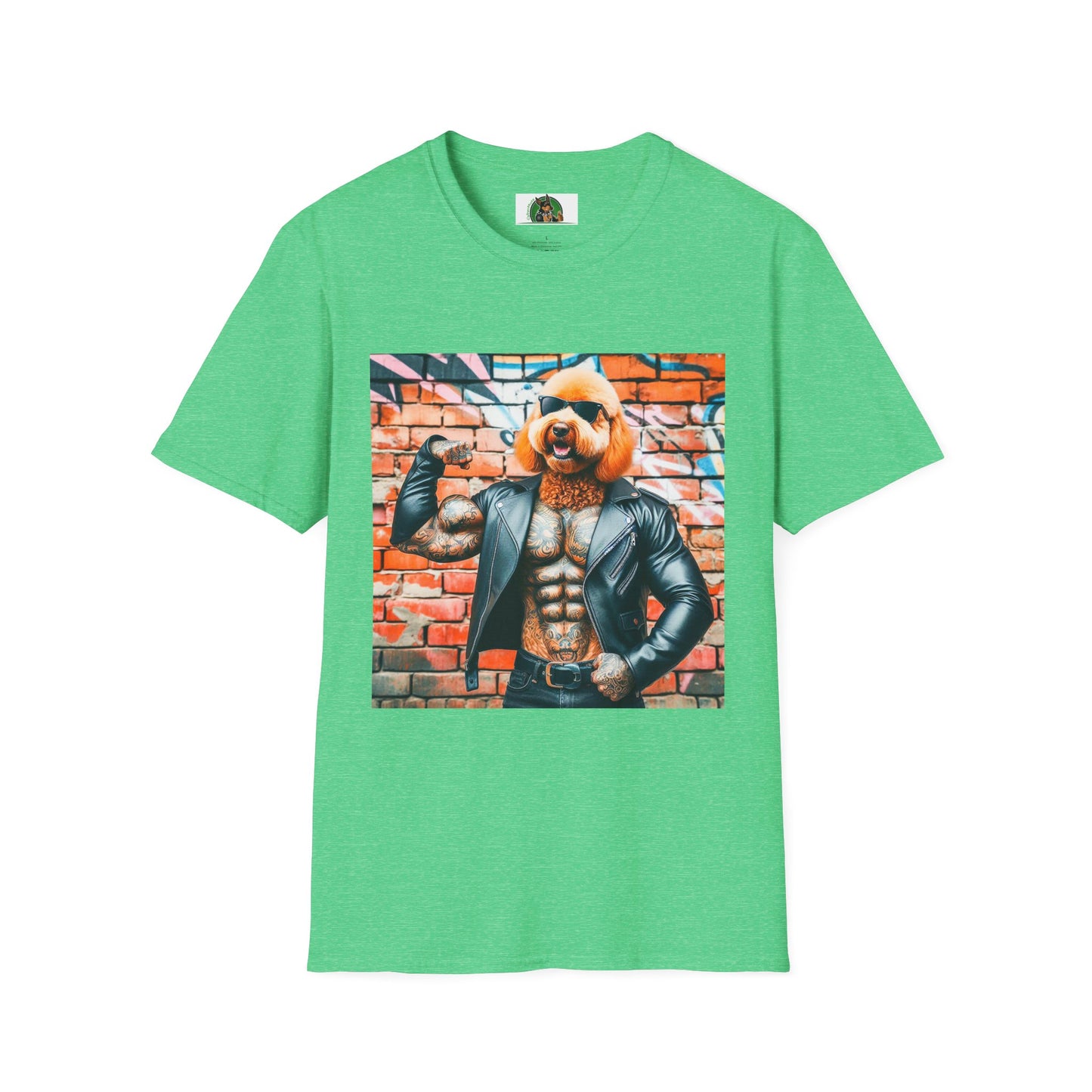 Golden Doodle muscles t shirt T-Shirt Printify S Heather Irish Green