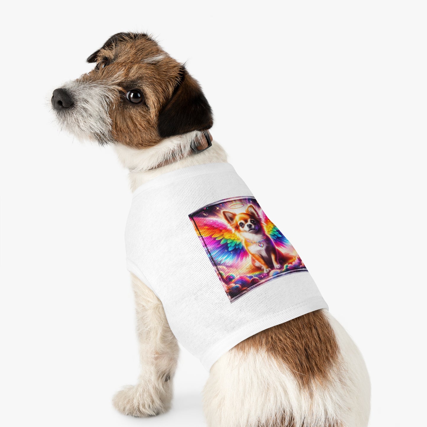 Pet Tank Top Chihuahua colorful wings t shirt Pets Printify