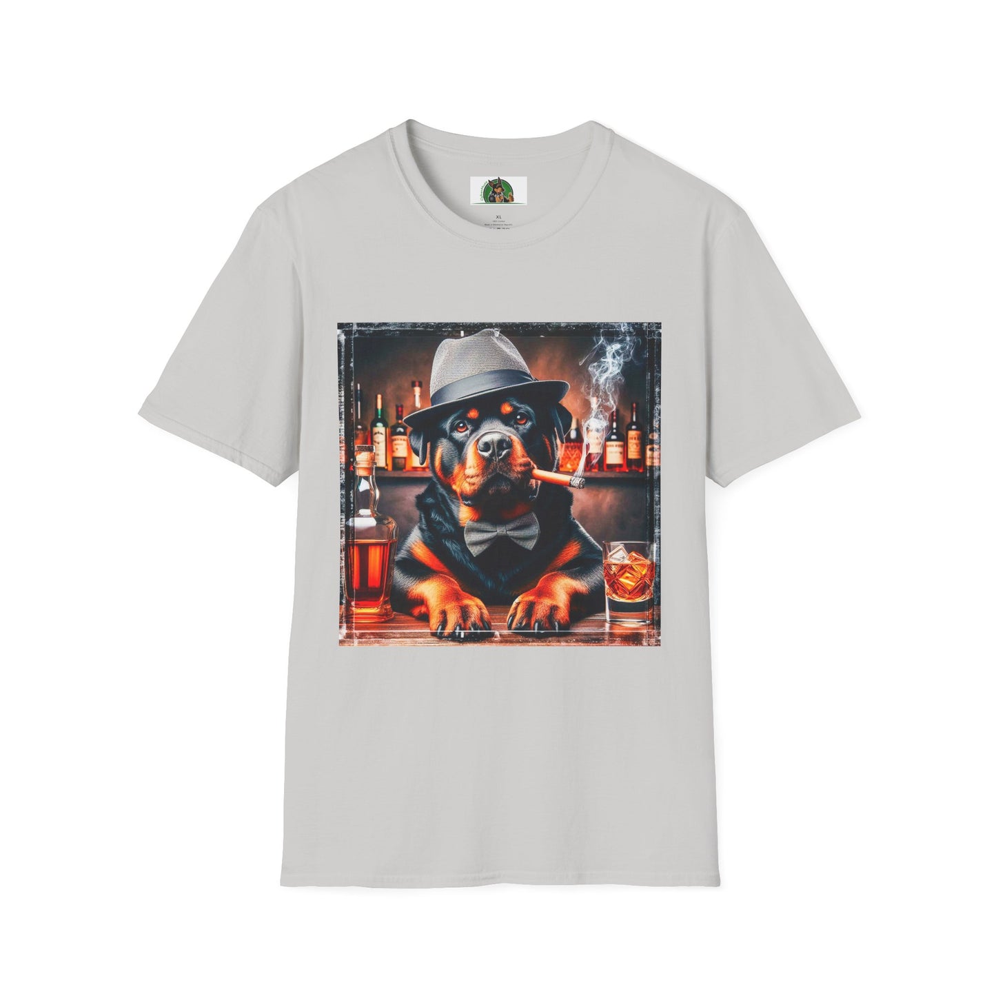 Rottweiler smoking a cigar shirt T-Shirt Printify S Ice Grey