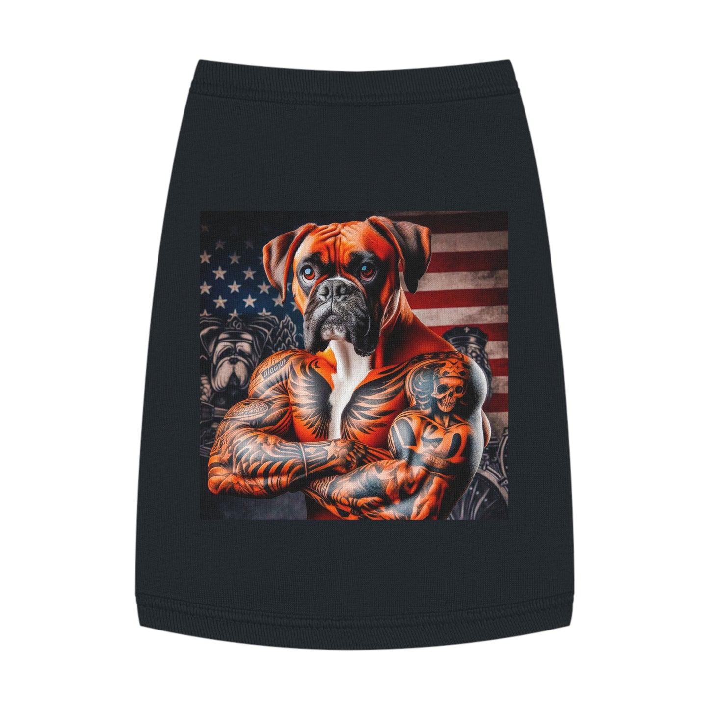 Pet Tank Top Boxer Dog American Flag Pets Printify M Black