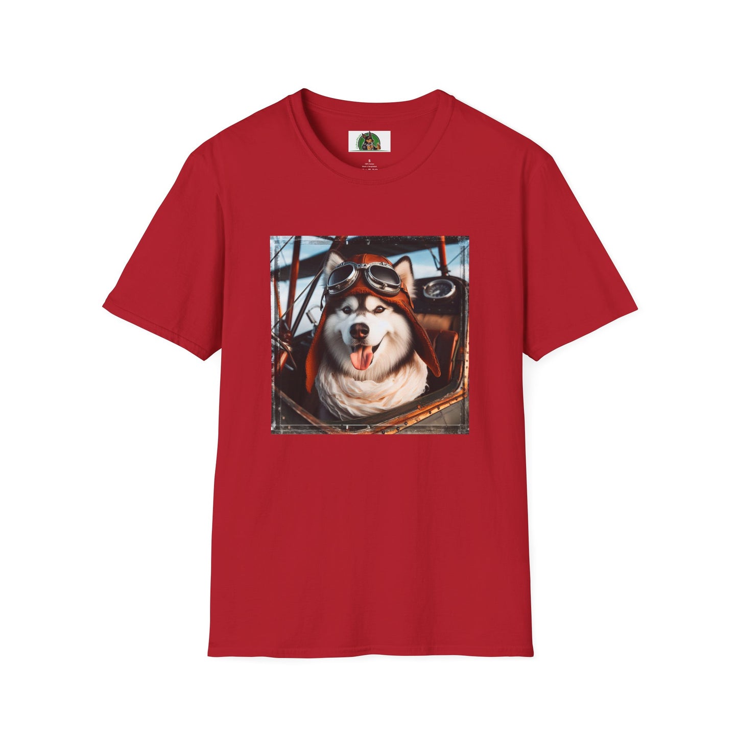 Husky pilot T-Shirt Printify S Cherry Red
