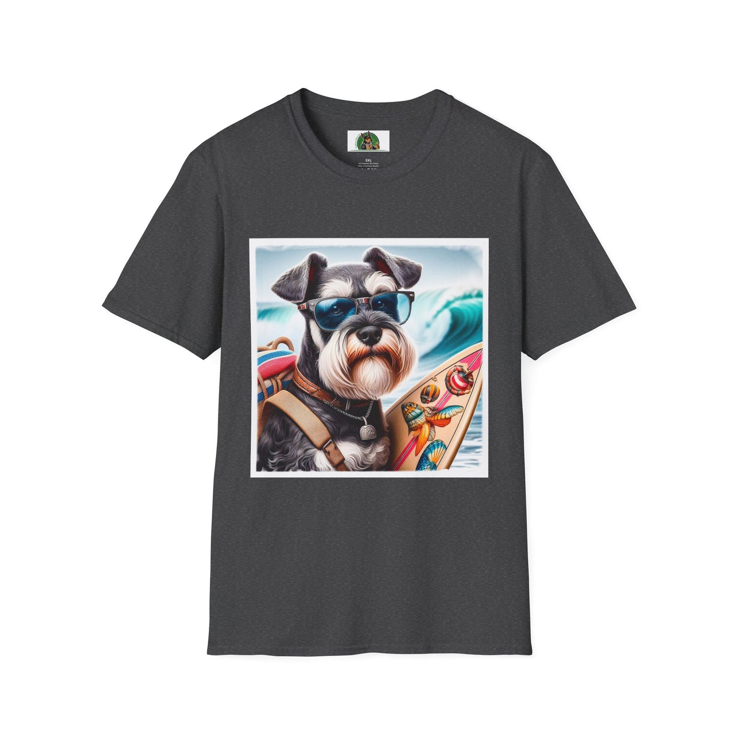 Miniature Schnauzer surfer dude shirt T-Shirt Printify XS Dark Heather