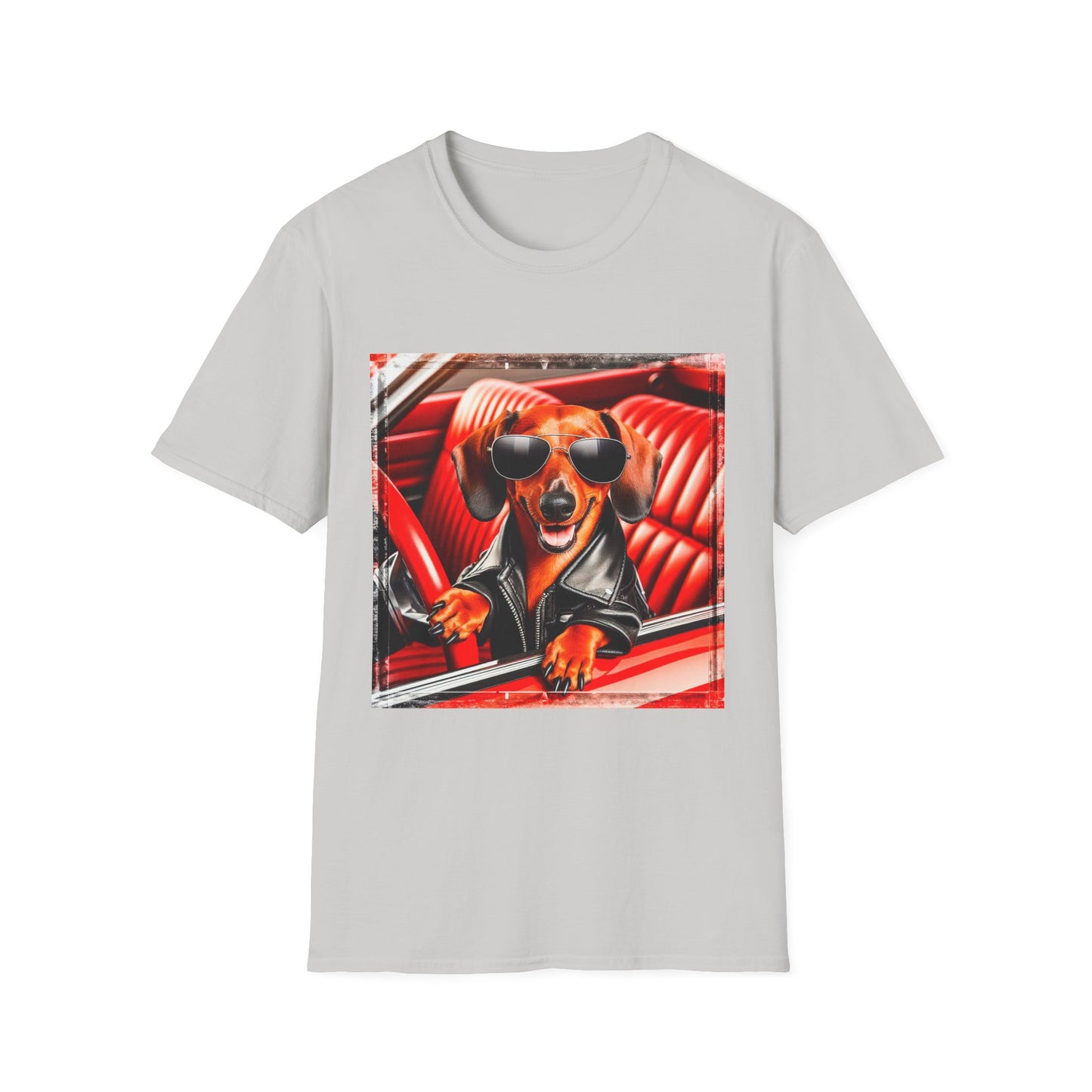 Wacky Dachshund grease lightning t shirt T-Shirt Printify S Ice Grey