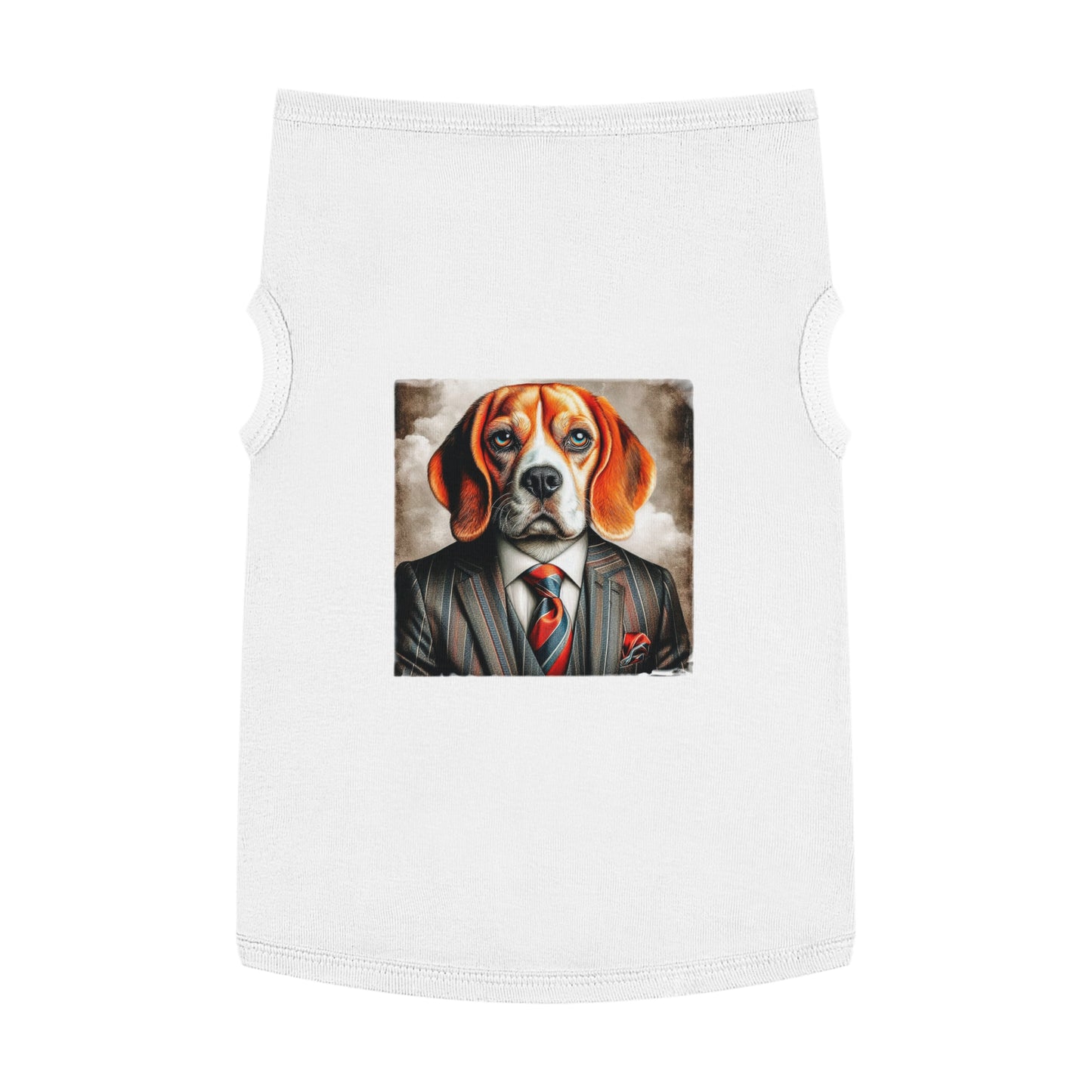 Pet Tank Top Beagle Dog Wearing Business Suit Pets Printify XL White