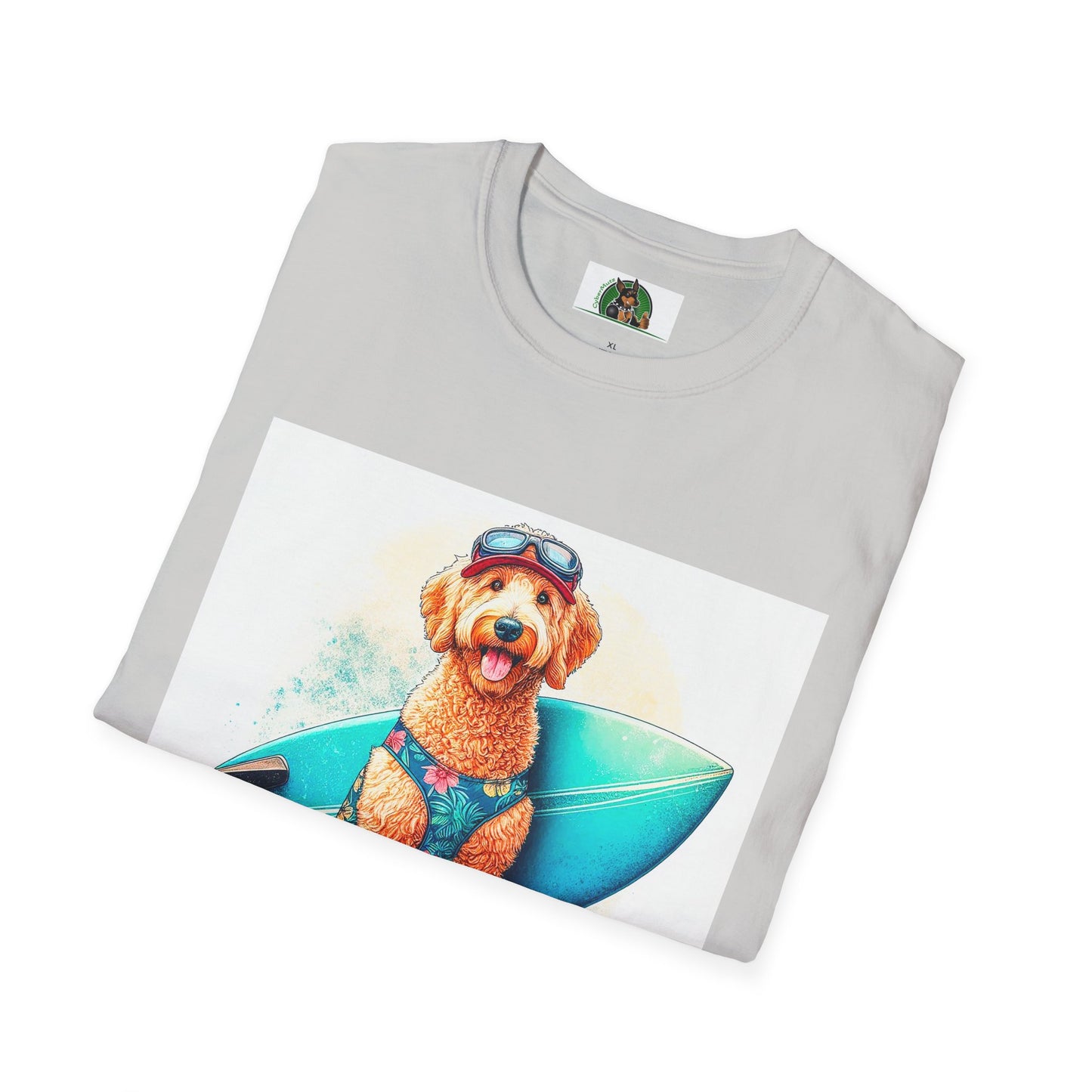 Golden Doodle surfer dude t shirt