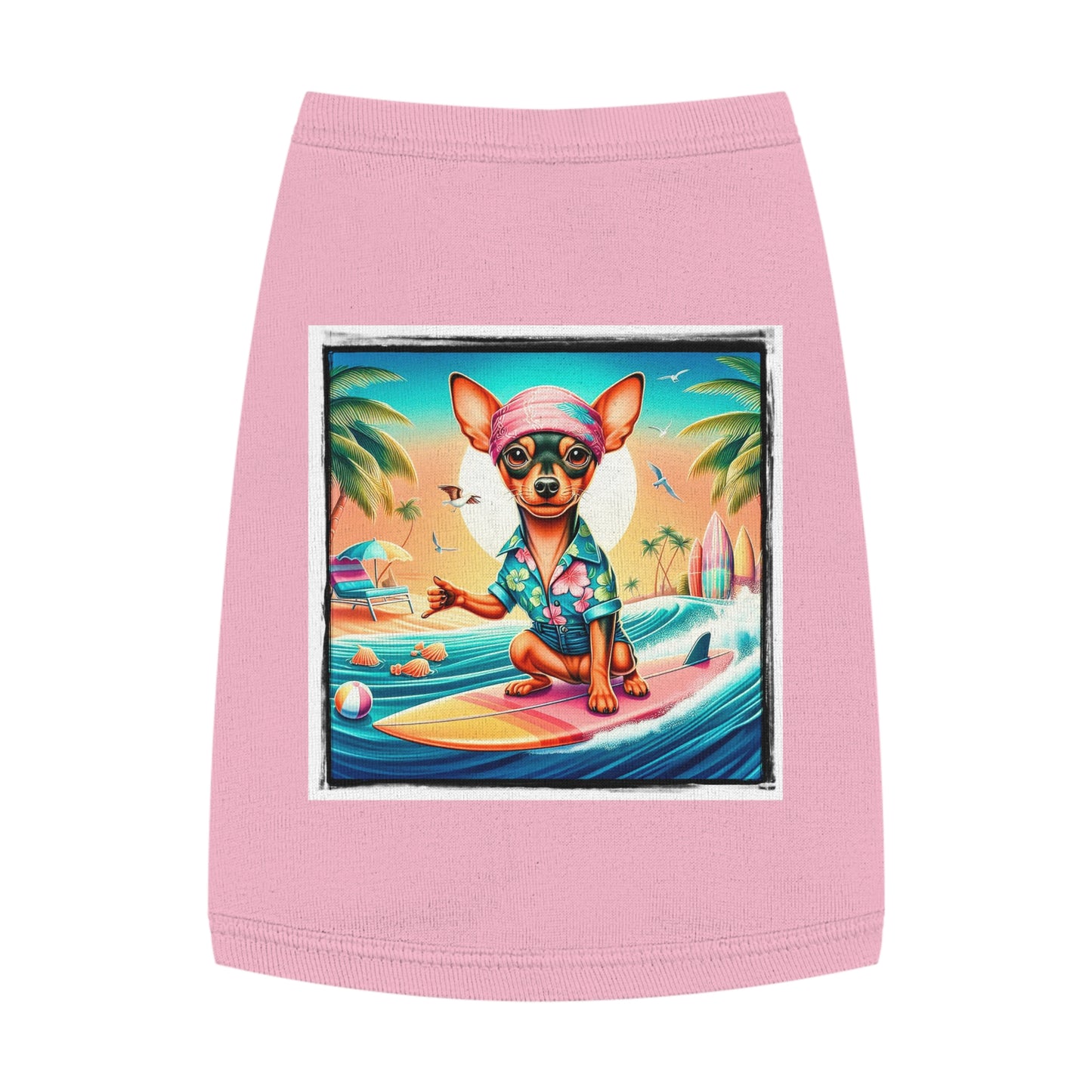 Dog Tank Top - Min Pin Tank Tops vacationing puppy Pets Printify M Pink