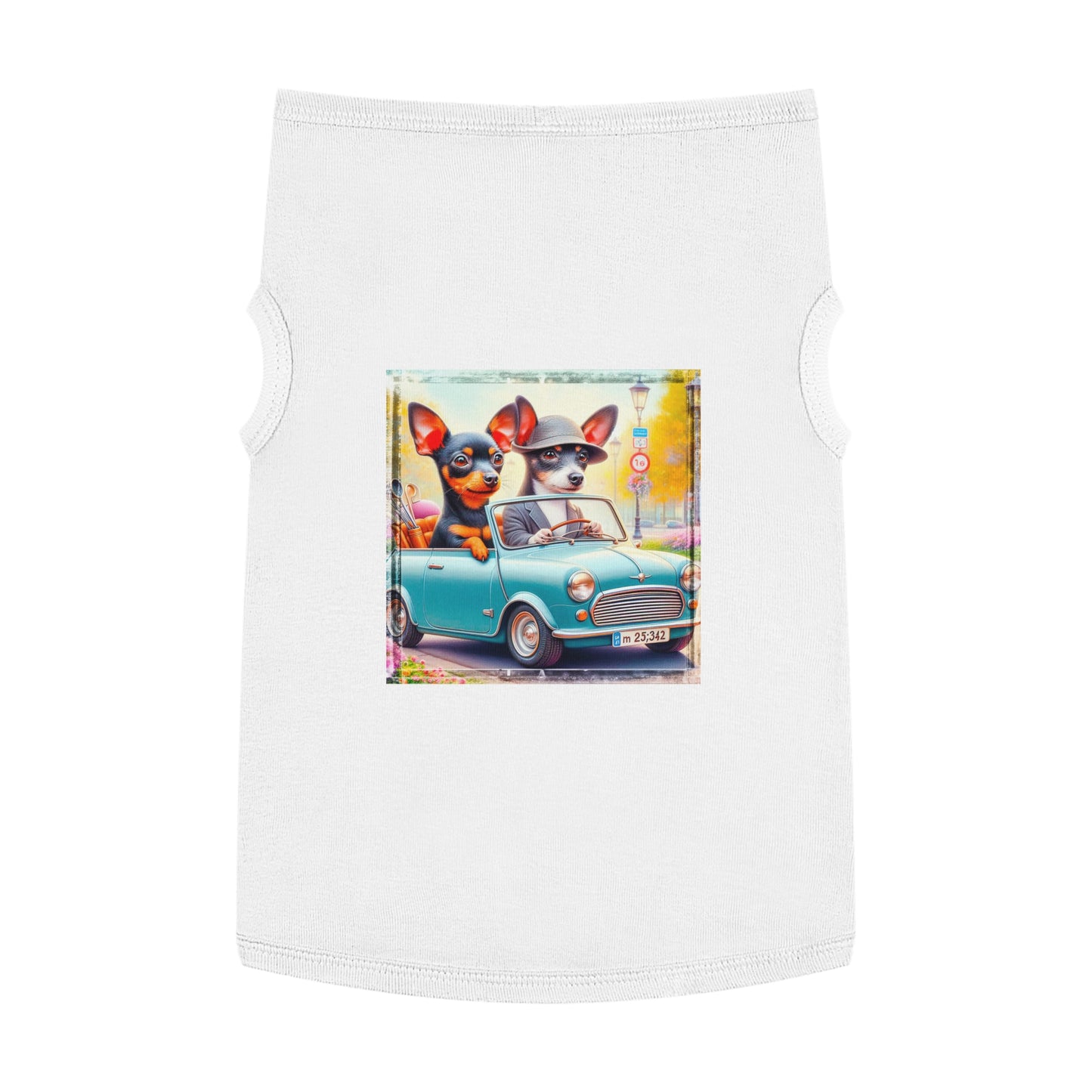 Wacky Pet Tank Top Rat Terrier couple driving Pets Printify XL White