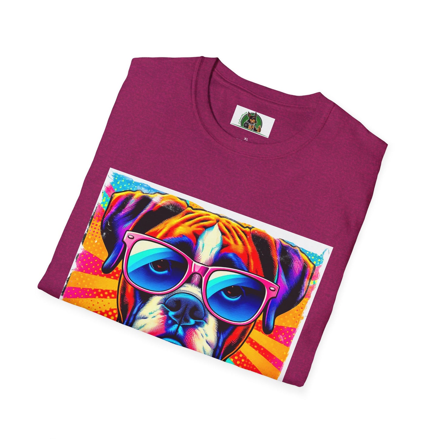 Boxer Pop Art Dog Wearing Glasses T-Shirt T-Shirt Printify