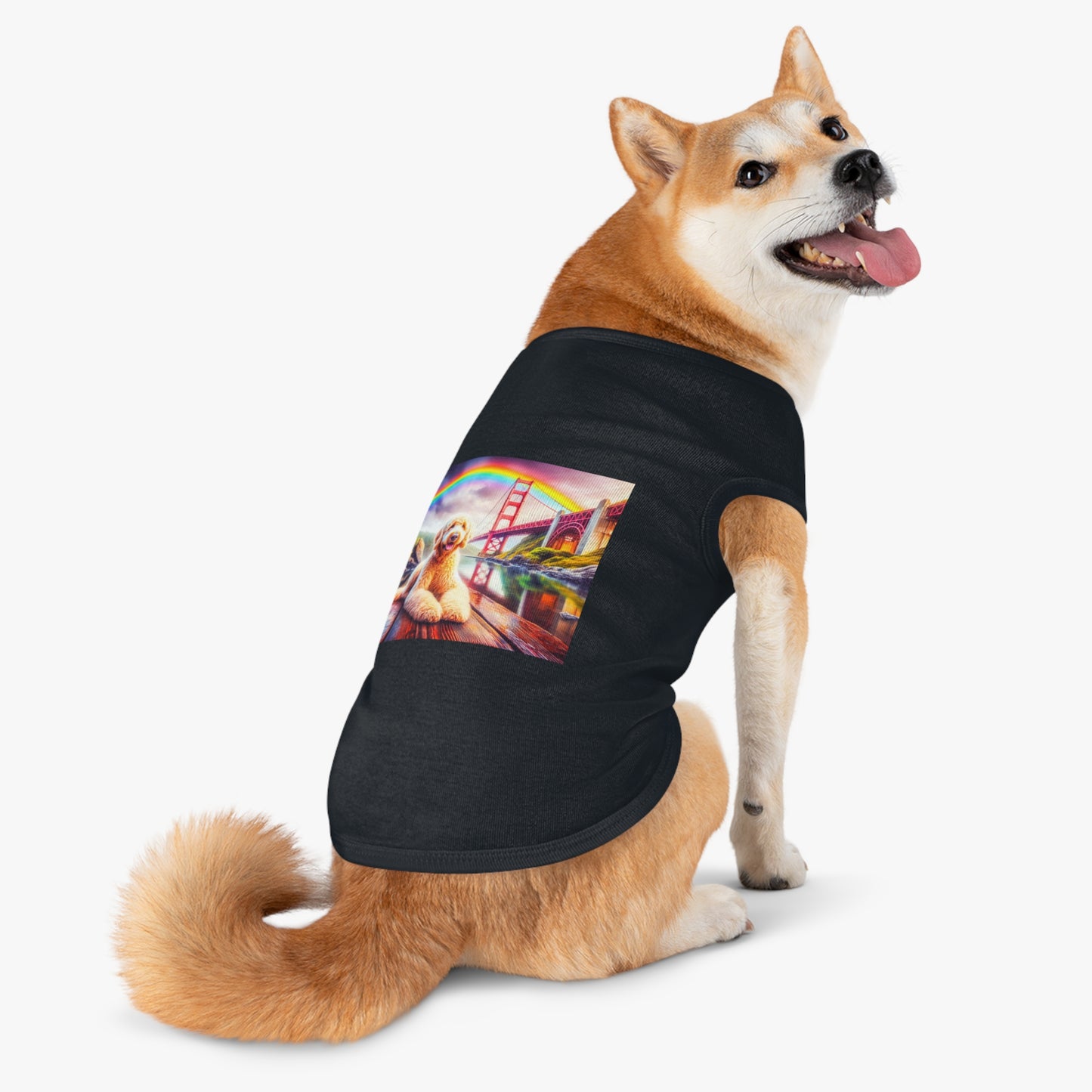 Pet Tank Golden Doodle pretty rainbow shirt