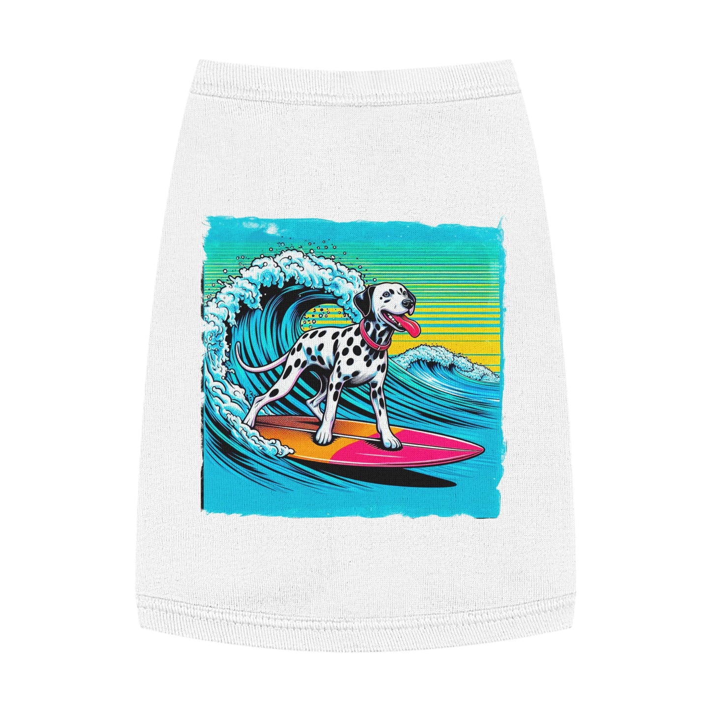 Pet Tank Top Dalmatian colorful waves t shirt Pets Printify