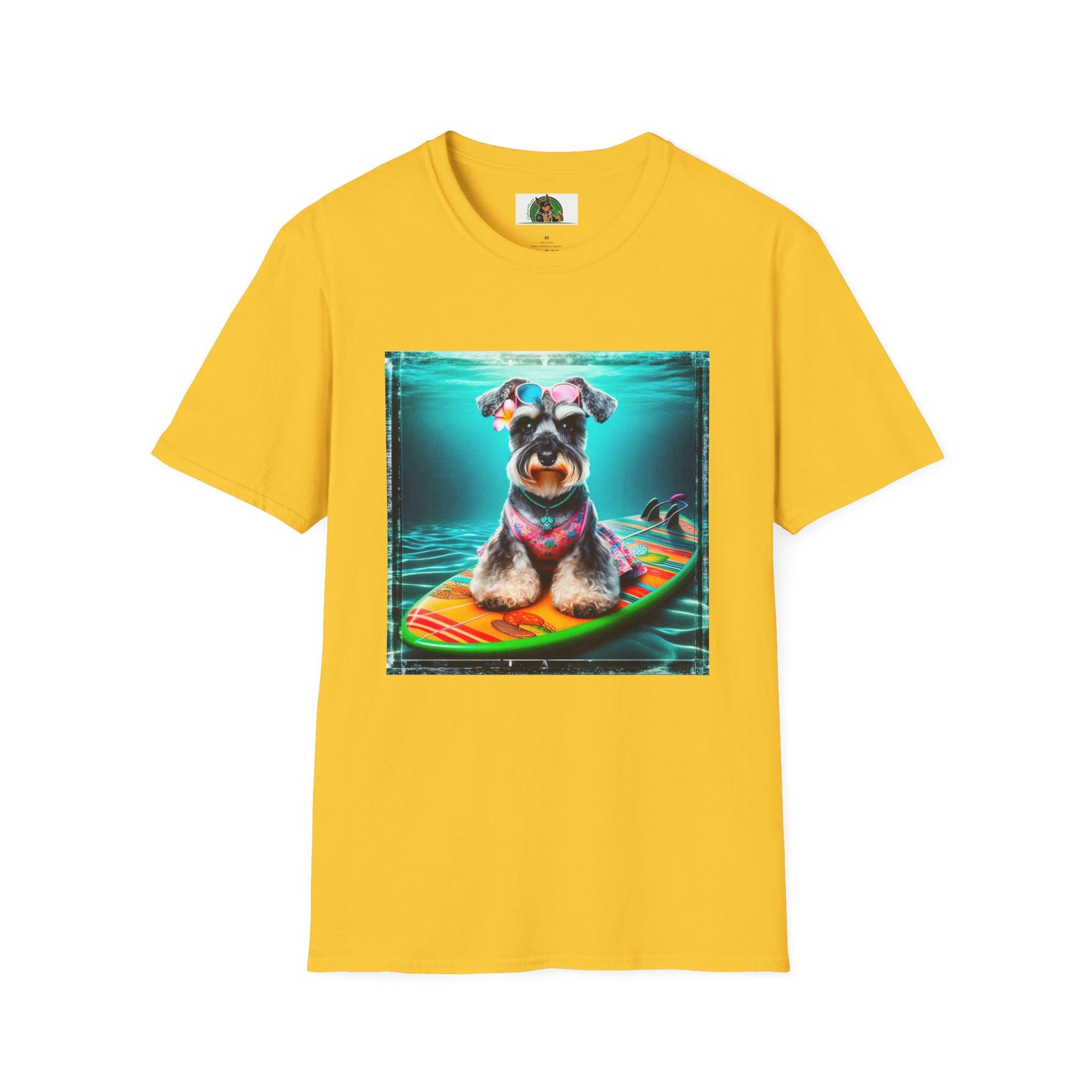 Miniature Schnauzer puppy surfing T-Shirt Printify S Daisy